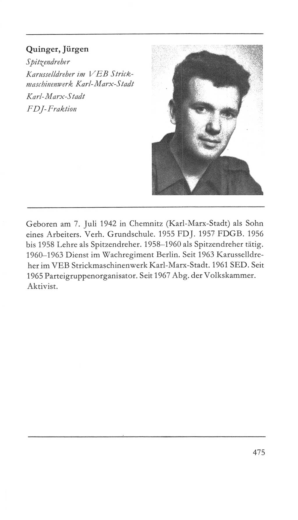 Volkskammer (VK) der Deutschen Demokratischen Republik (DDR) 5. Wahlperiode 1967-1971, Seite 475 (VK. DDR 5. WP. 1967-1971, S. 475)