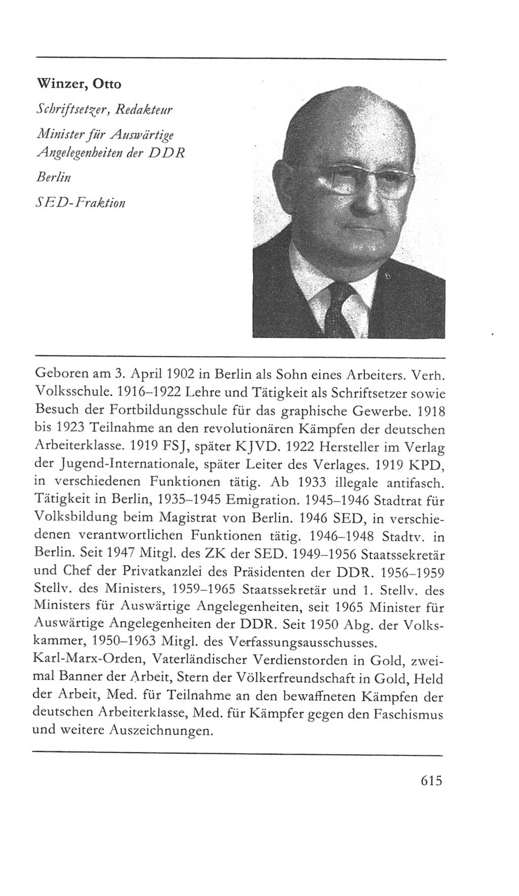 Volkskammer (VK) der Deutschen Demokratischen Republik (DDR) 5. Wahlperiode 1967-1971, Seite 615 (VK. DDR 5. WP. 1967-1971, S. 615)
