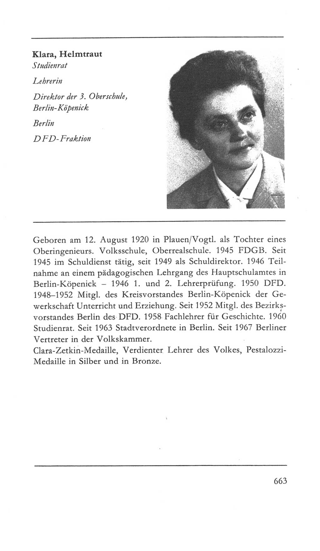 Volkskammer (VK) der Deutschen Demokratischen Republik (DDR) 5. Wahlperiode 1967-1971, Seite 663 (VK. DDR 5. WP. 1967-1971, S. 663)