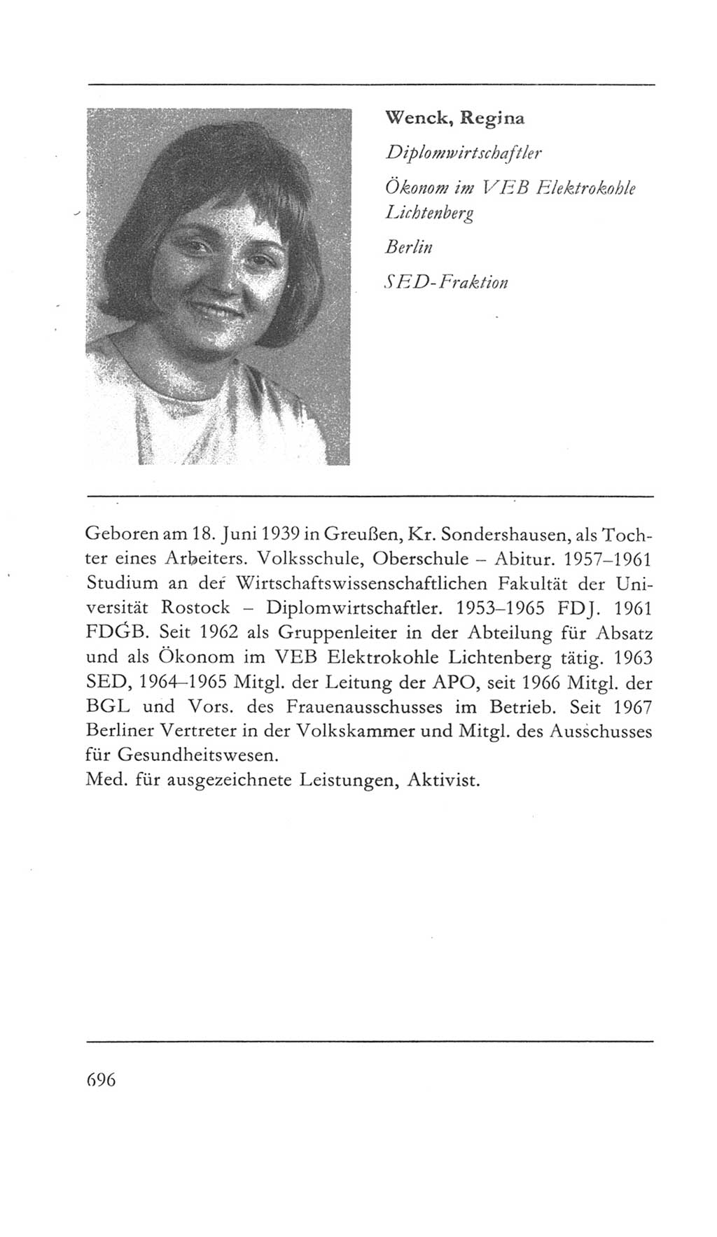 Volkskammer (VK) der Deutschen Demokratischen Republik (DDR) 5. Wahlperiode 1967-1971, Seite 696 (VK. DDR 5. WP. 1967-1971, S. 696)