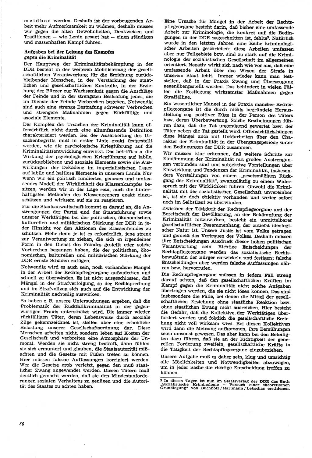 Neue Justiz (NJ), Zeitschrift für Recht und Rechtswissenschaft [Deutsche Demokratische Republik (DDR)], 21. Jahrgang 1967, Seite 36 (NJ DDR 1967, S. 36)