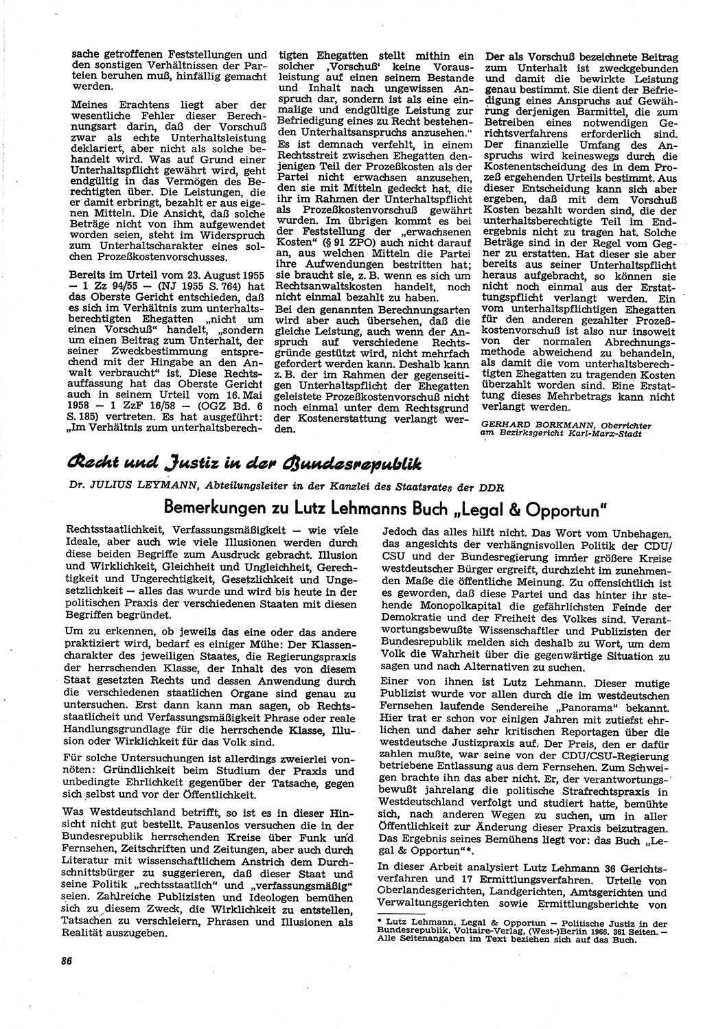 Neue Justiz (NJ), Zeitschrift für Recht und Rechtswissenschaft [Deutsche Demokratische Republik (DDR)], 21. Jahrgang 1967, Seite 86 (NJ DDR 1967, S. 86)