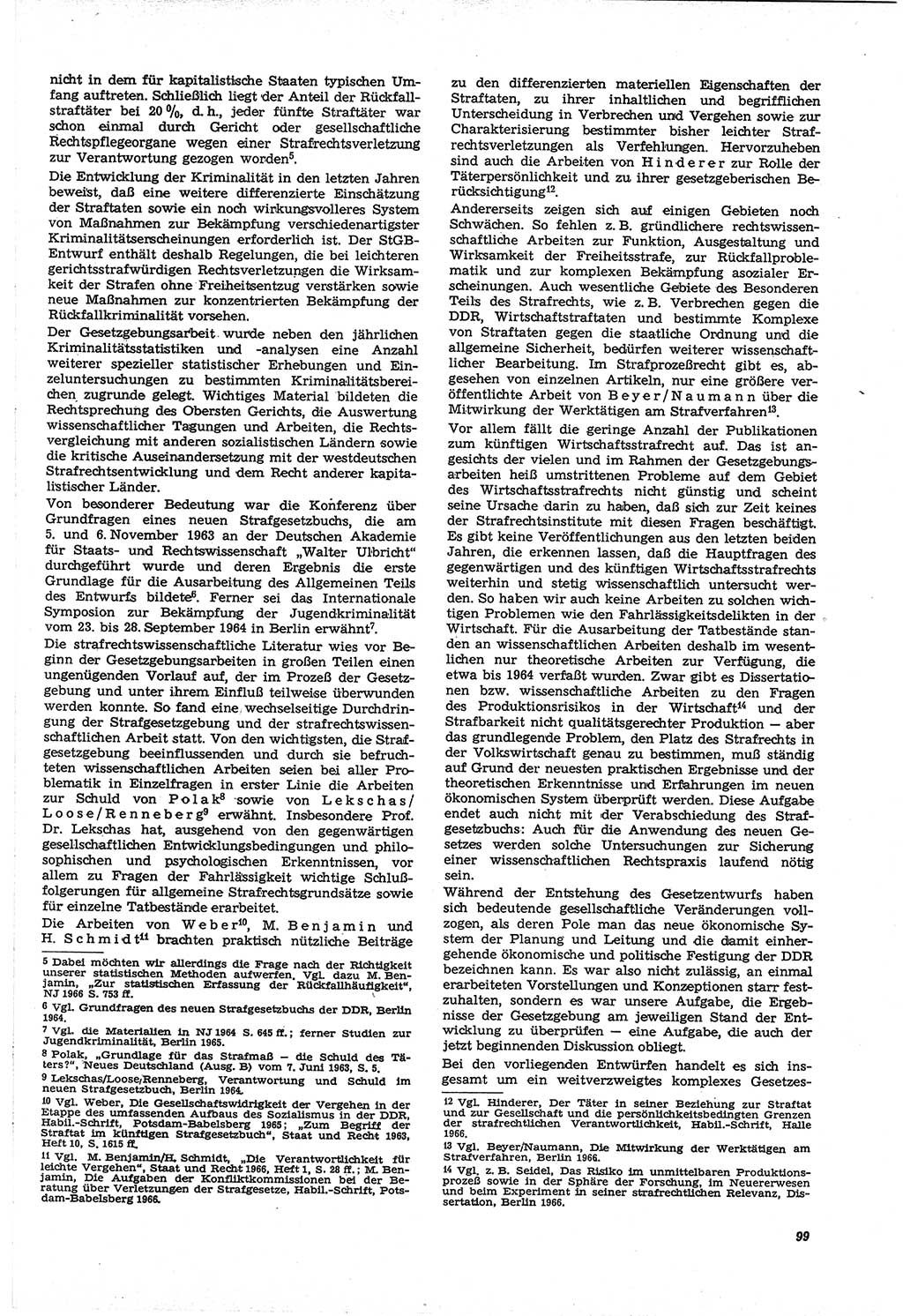 Neue Justiz (NJ), Zeitschrift für Recht und Rechtswissenschaft [Deutsche Demokratische Republik (DDR)], 21. Jahrgang 1967, Seite 99 (NJ DDR 1967, S. 99)