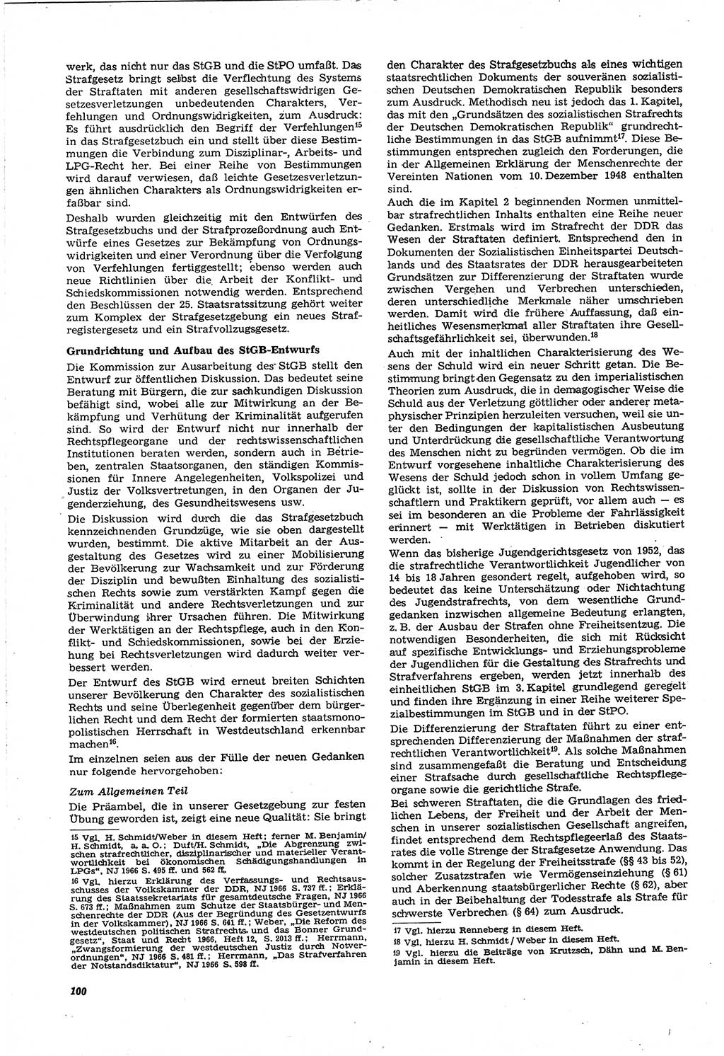 Neue Justiz (NJ), Zeitschrift für Recht und Rechtswissenschaft [Deutsche Demokratische Republik (DDR)], 21. Jahrgang 1967, Seite 100 (NJ DDR 1967, S. 100)