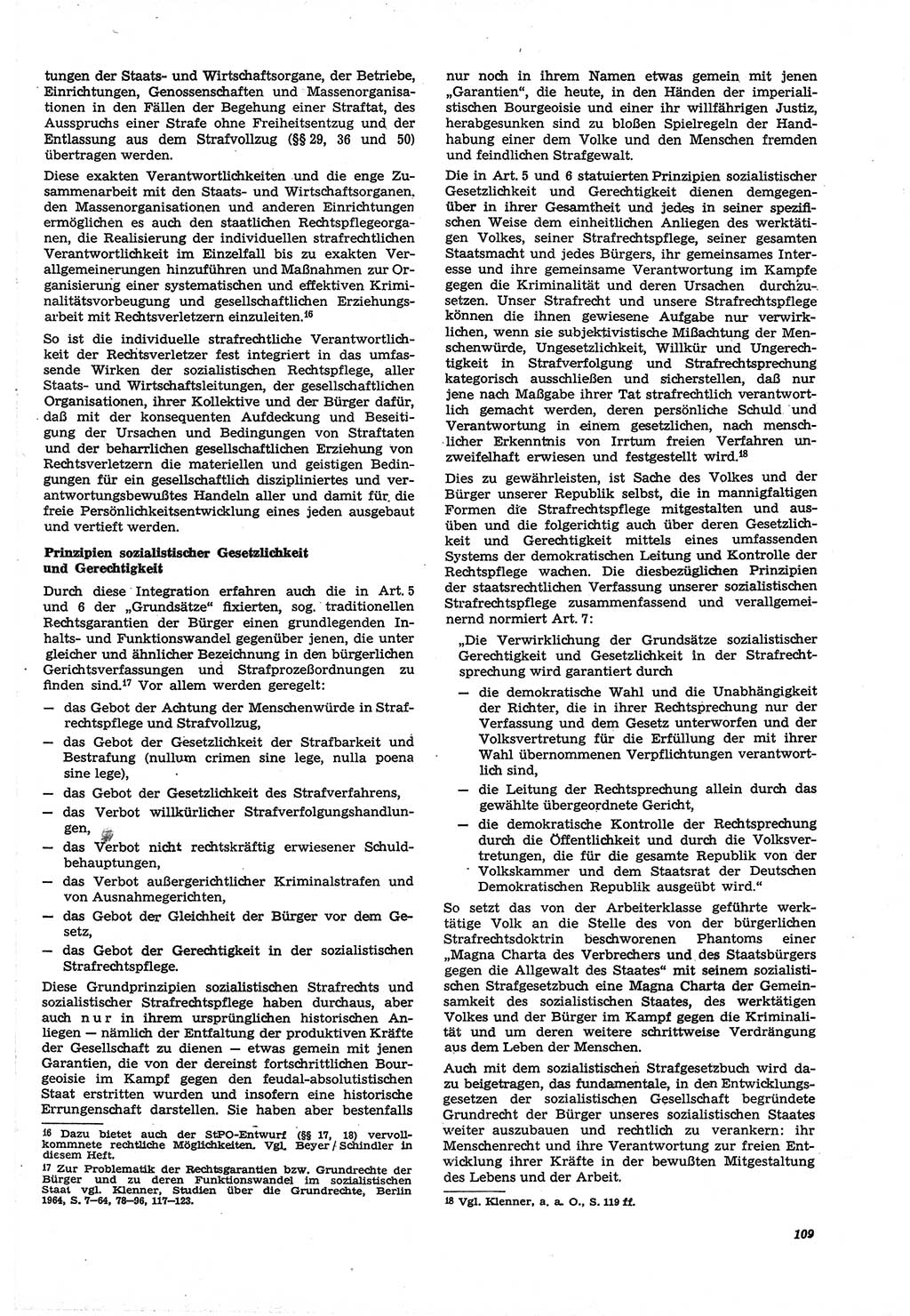 Neue Justiz (NJ), Zeitschrift für Recht und Rechtswissenschaft [Deutsche Demokratische Republik (DDR)], 21. Jahrgang 1967, Seite 109 (NJ DDR 1967, S. 109)
