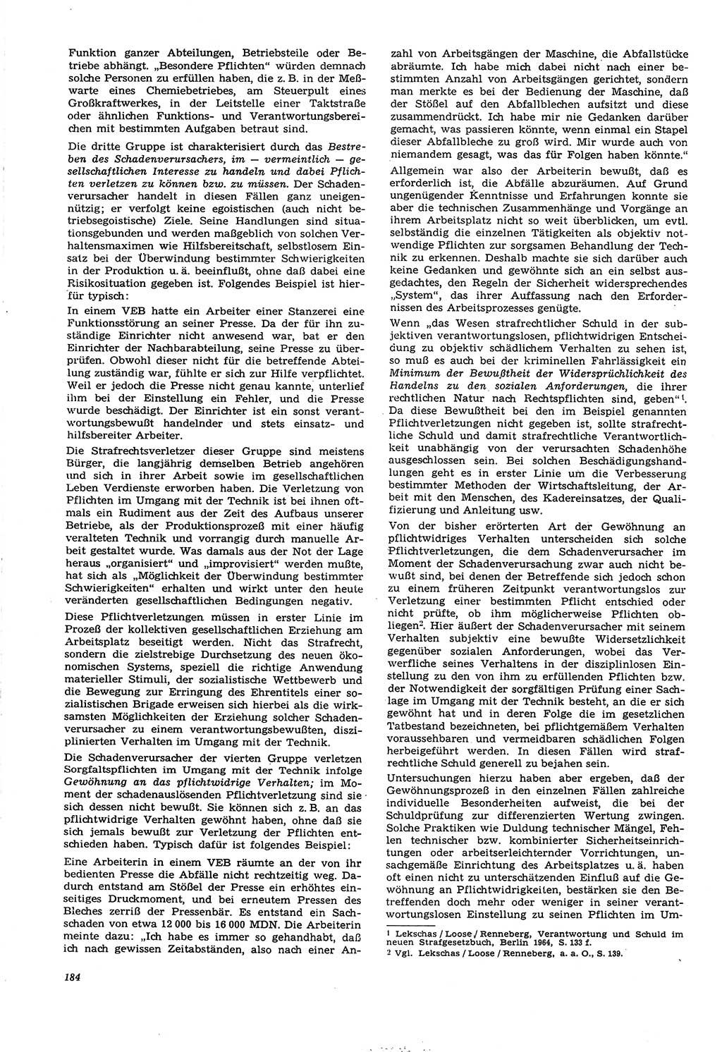 Neue Justiz (NJ), Zeitschrift für Recht und Rechtswissenschaft [Deutsche Demokratische Republik (DDR)], 21. Jahrgang 1967, Seite 184 (NJ DDR 1967, S. 184)