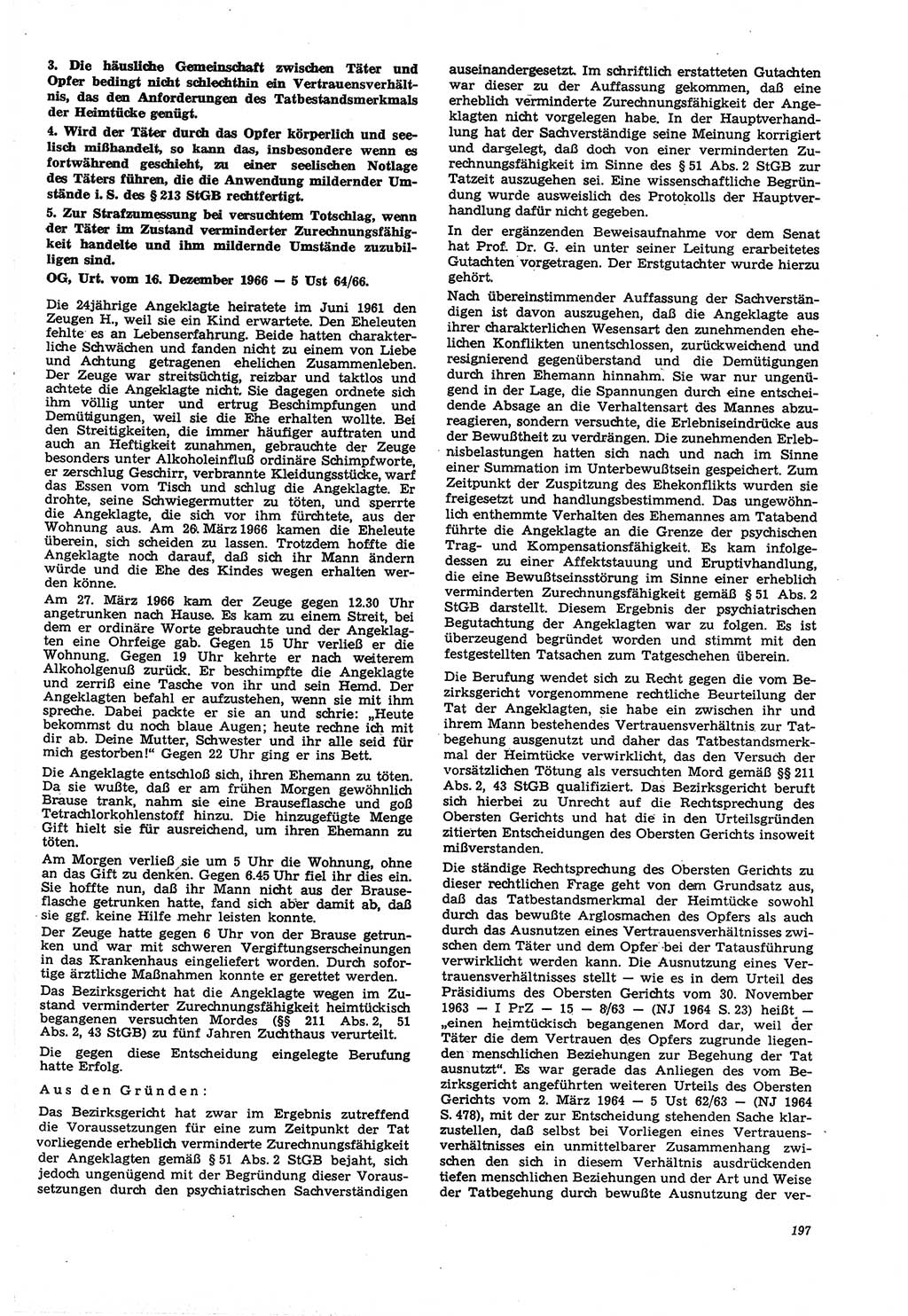 Neue Justiz (NJ), Zeitschrift für Recht und Rechtswissenschaft [Deutsche Demokratische Republik (DDR)], 21. Jahrgang 1967, Seite 197 (NJ DDR 1967, S. 197)
