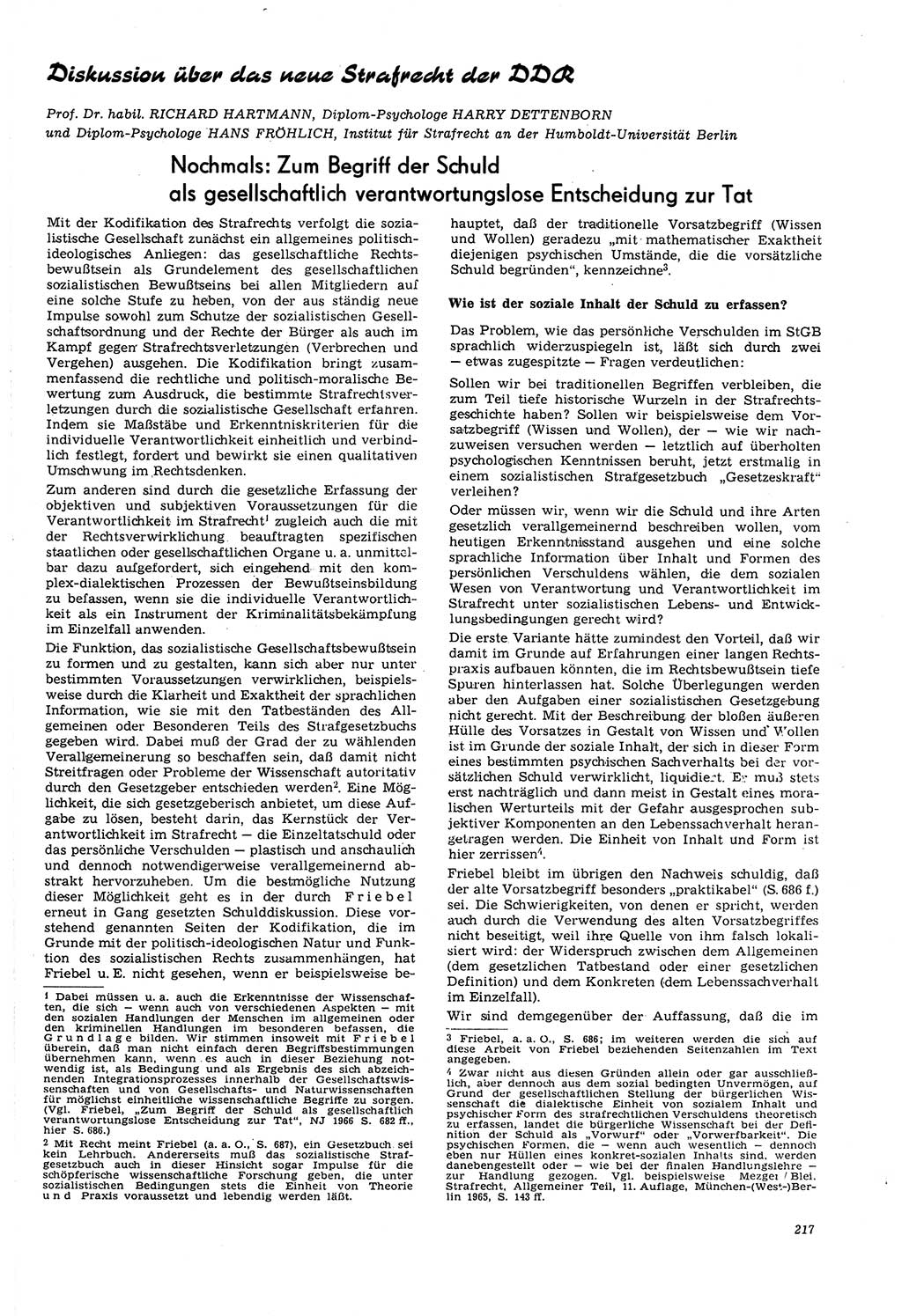 Neue Justiz (NJ), Zeitschrift für Recht und Rechtswissenschaft [Deutsche Demokratische Republik (DDR)], 21. Jahrgang 1967, Seite 217 (NJ DDR 1967, S. 217)