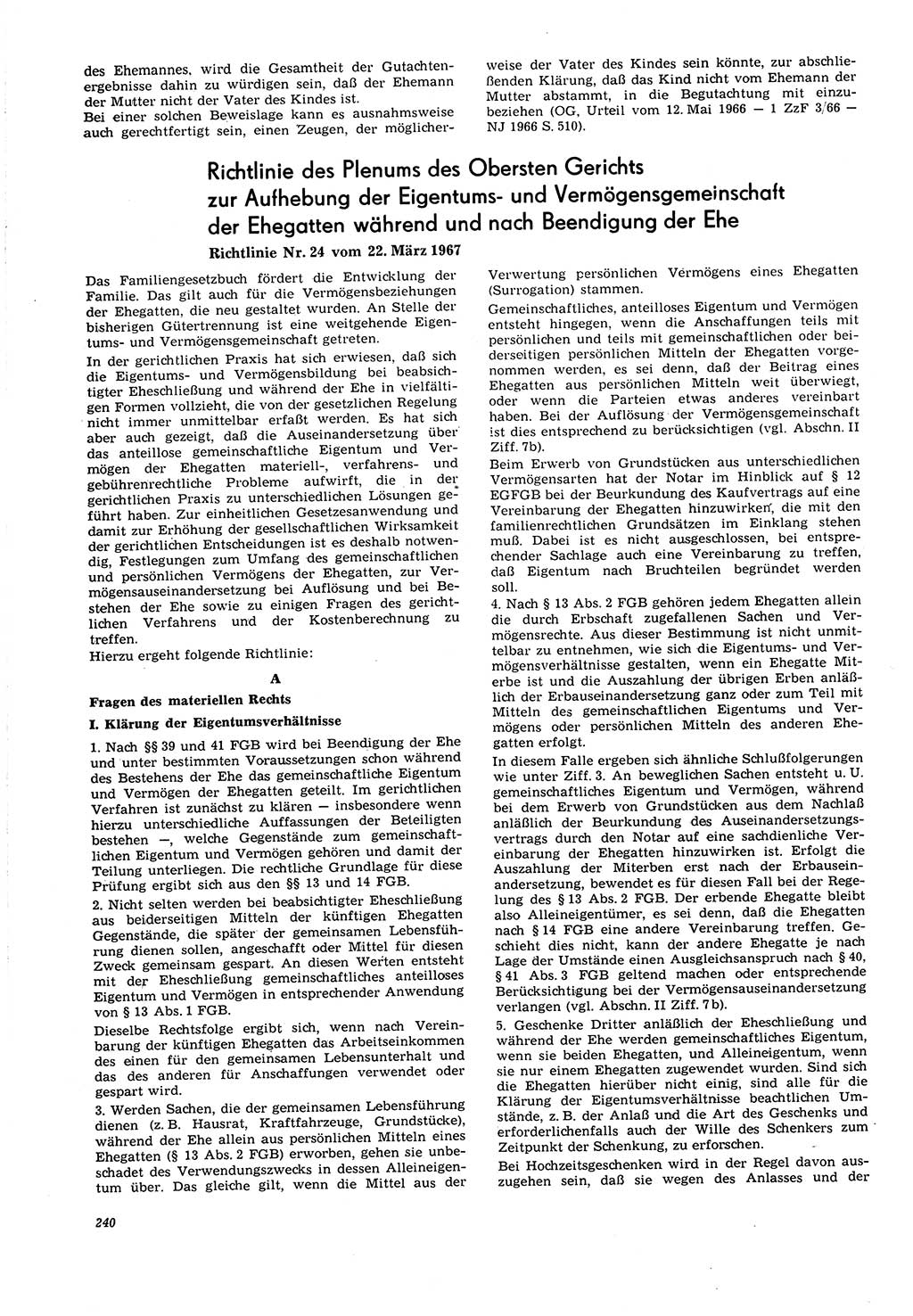 Neue Justiz (NJ), Zeitschrift für Recht und Rechtswissenschaft [Deutsche Demokratische Republik (DDR)], 21. Jahrgang 1967, Seite 240 (NJ DDR 1967, S. 240)