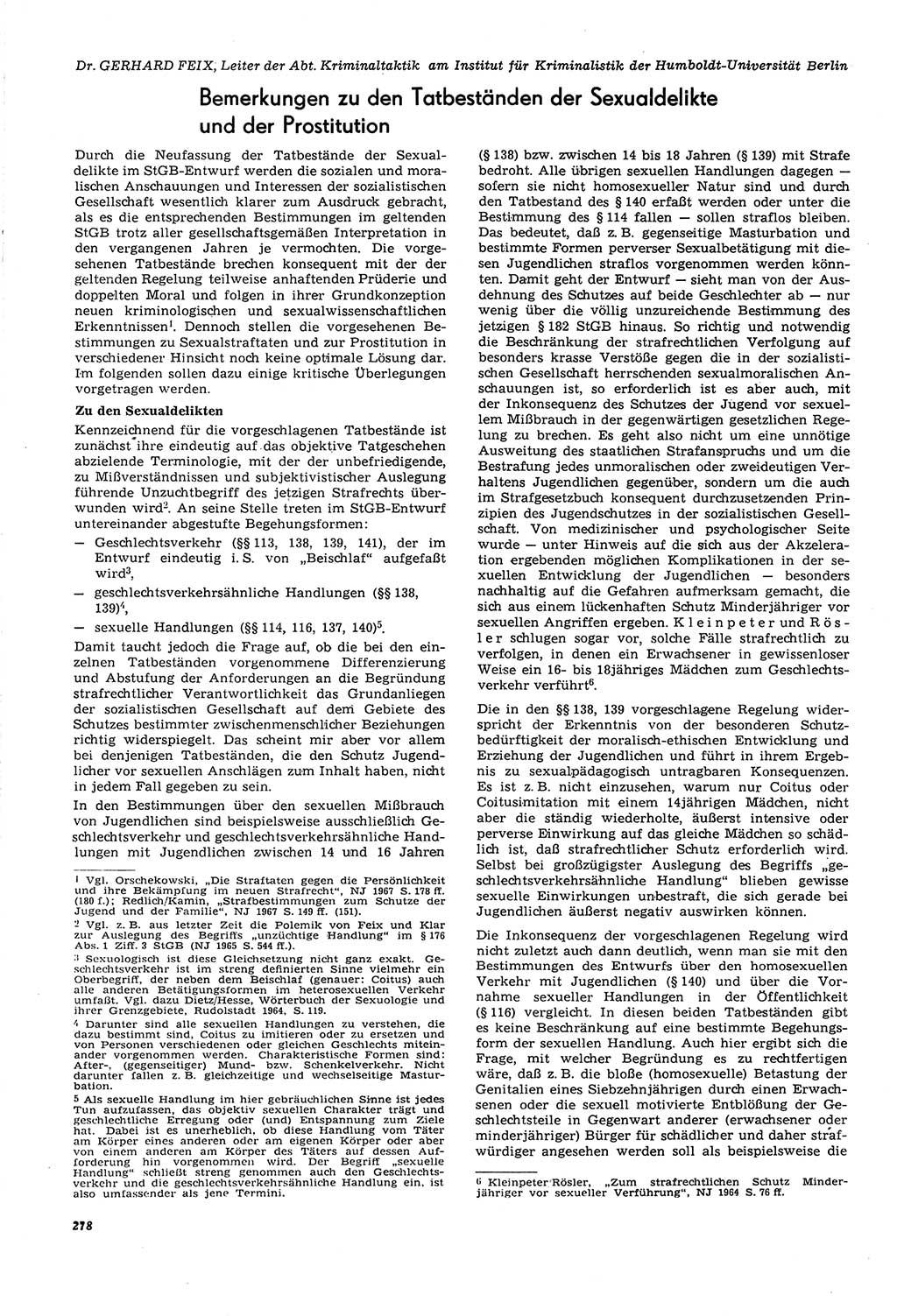 Neue Justiz (NJ), Zeitschrift für Recht und Rechtswissenschaft [Deutsche Demokratische Republik (DDR)], 21. Jahrgang 1967, Seite 278 (NJ DDR 1967, S. 278)
