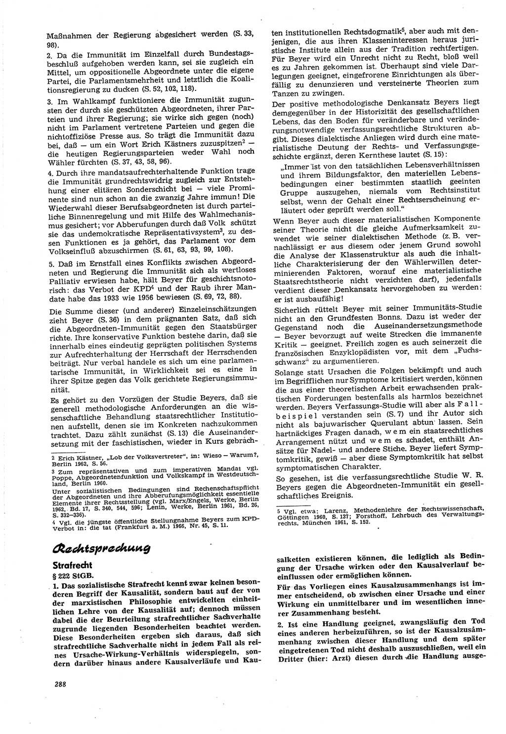 Neue Justiz (NJ), Zeitschrift für Recht und Rechtswissenschaft [Deutsche Demokratische Republik (DDR)], 21. Jahrgang 1967, Seite 288 (NJ DDR 1967, S. 288)