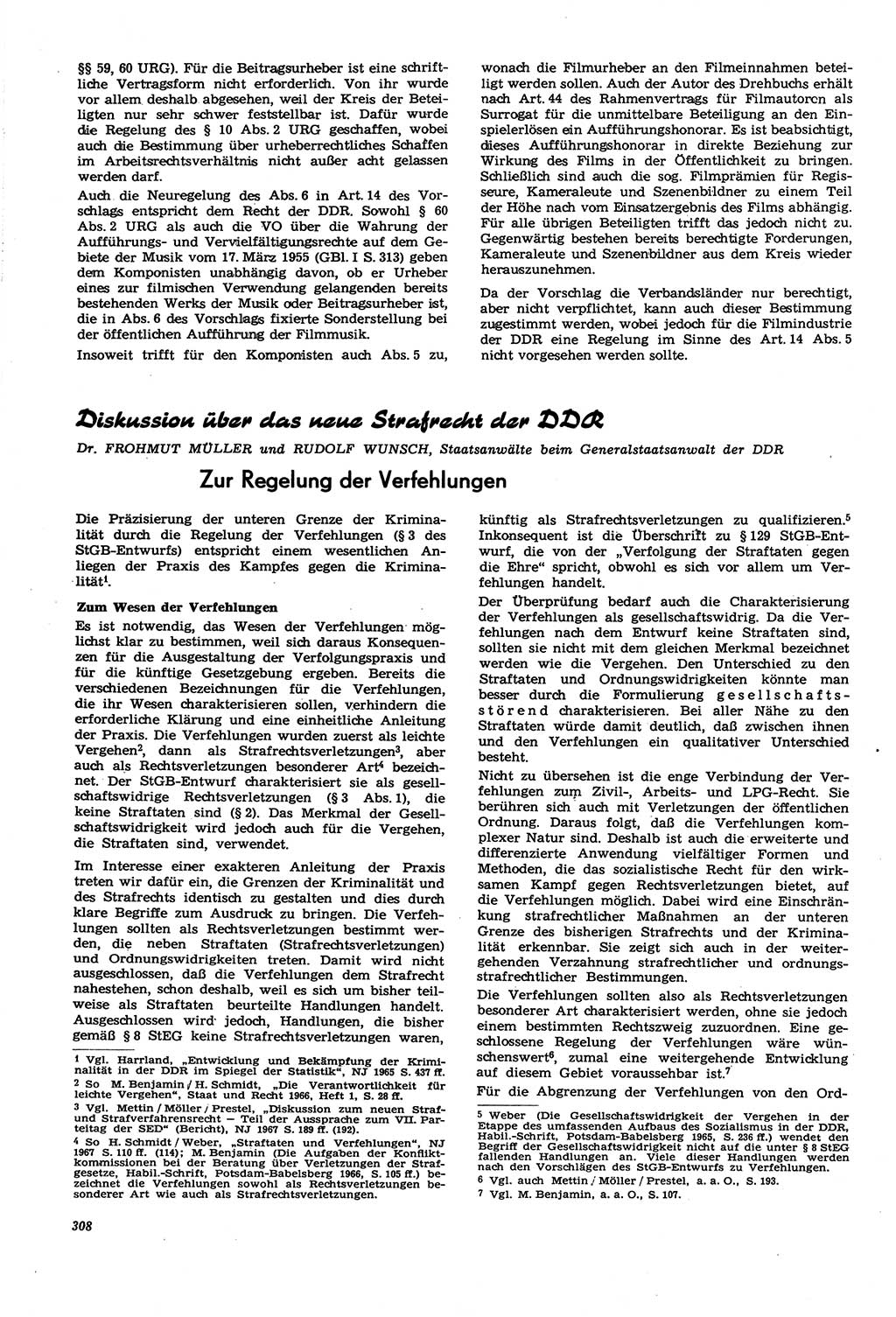 Neue Justiz (NJ), Zeitschrift für Recht und Rechtswissenschaft [Deutsche Demokratische Republik (DDR)], 21. Jahrgang 1967, Seite 308 (NJ DDR 1967, S. 308)