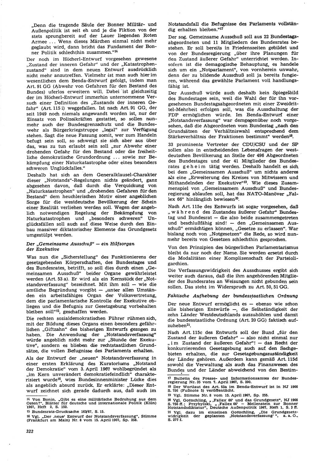Neue Justiz (NJ), Zeitschrift für Recht und Rechtswissenschaft [Deutsche Demokratische Republik (DDR)], 21. Jahrgang 1967, Seite 322 (NJ DDR 1967, S. 322)