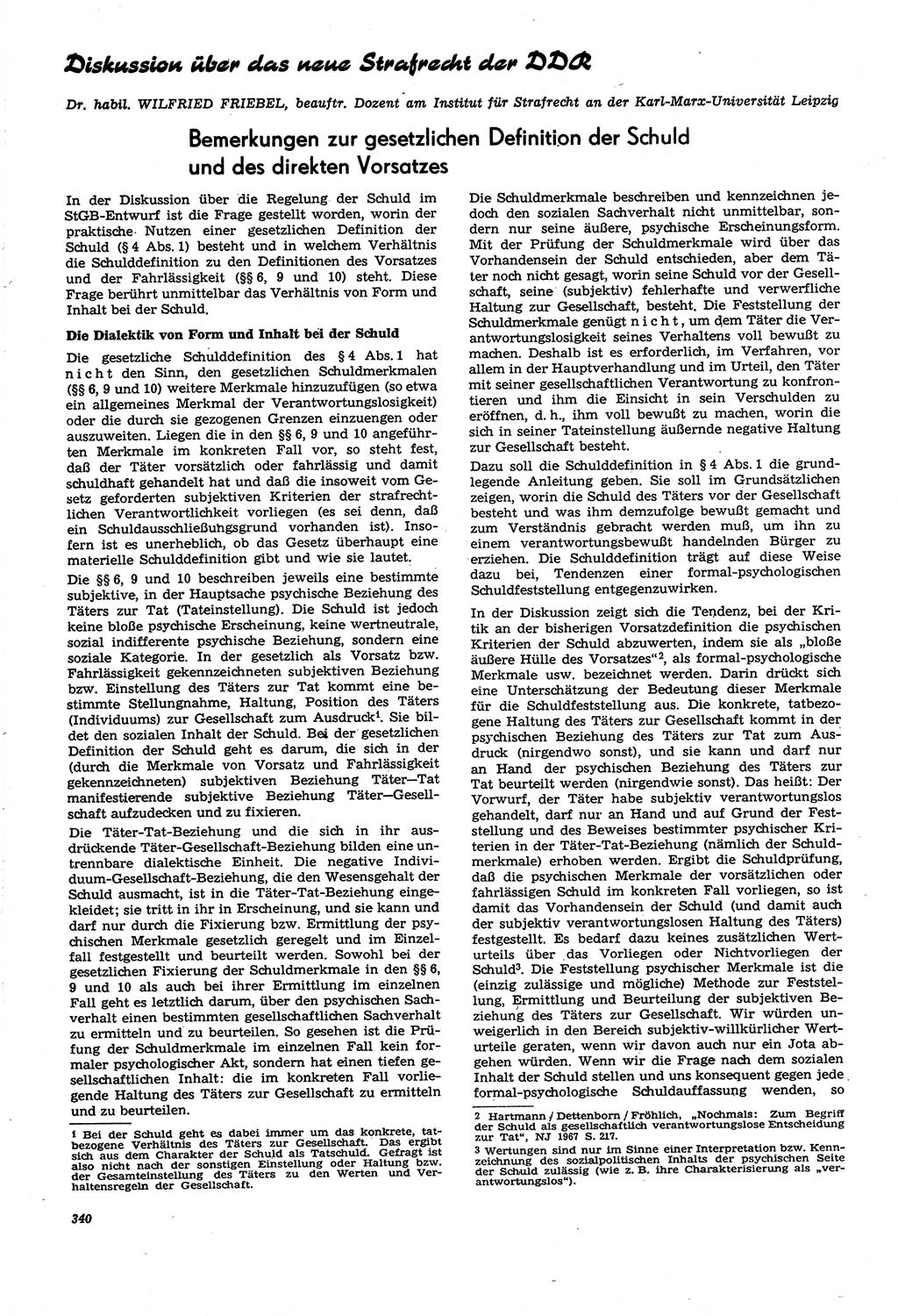 Neue Justiz (NJ), Zeitschrift für Recht und Rechtswissenschaft [Deutsche Demokratische Republik (DDR)], 21. Jahrgang 1967, Seite 340 (NJ DDR 1967, S. 340)