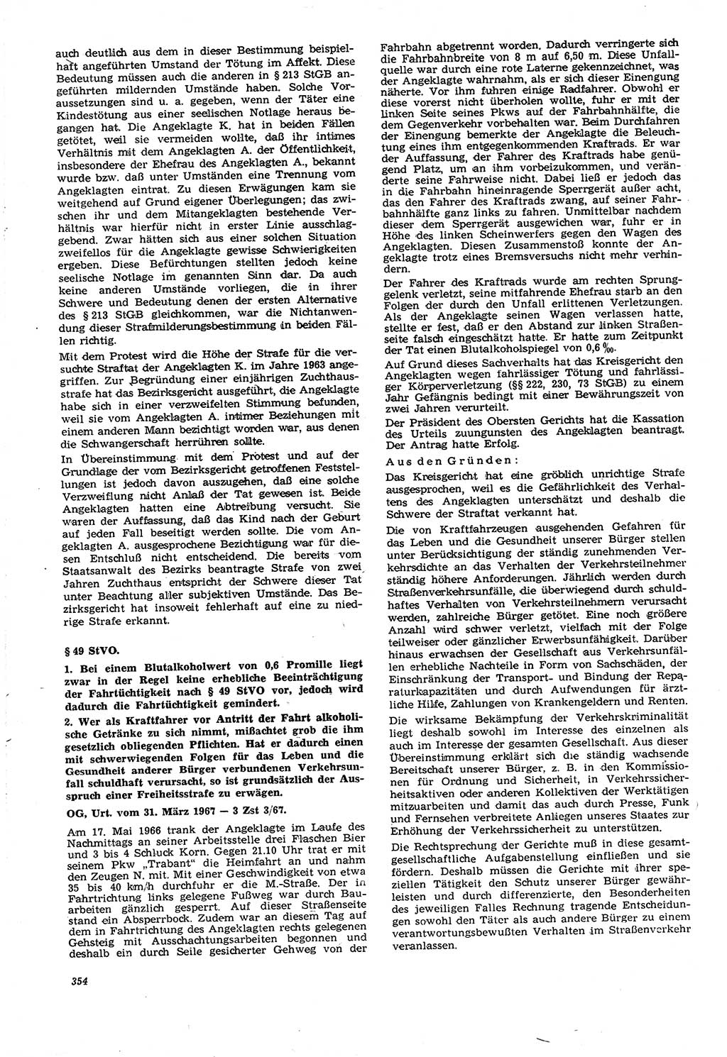 Neue Justiz (NJ), Zeitschrift für Recht und Rechtswissenschaft [Deutsche Demokratische Republik (DDR)], 21. Jahrgang 1967, Seite 354 (NJ DDR 1967, S. 354)
