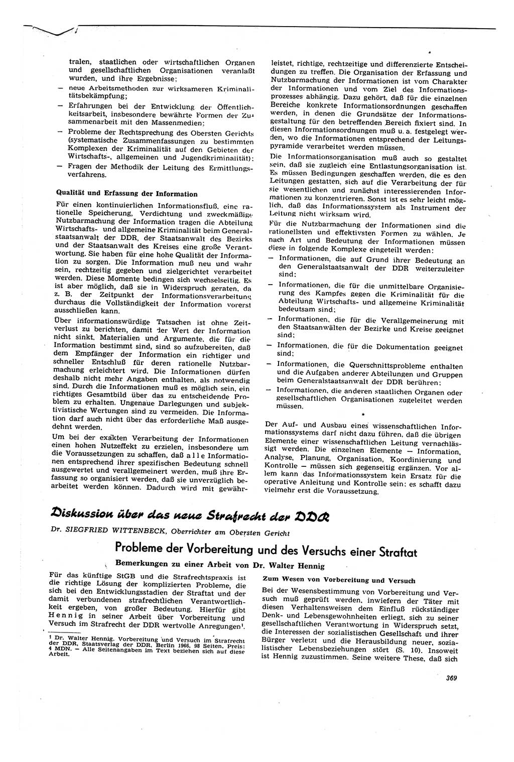 Neue Justiz (NJ), Zeitschrift für Recht und Rechtswissenschaft [Deutsche Demokratische Republik (DDR)], 21. Jahrgang 1967, Seite 369 (NJ DDR 1967, S. 369)