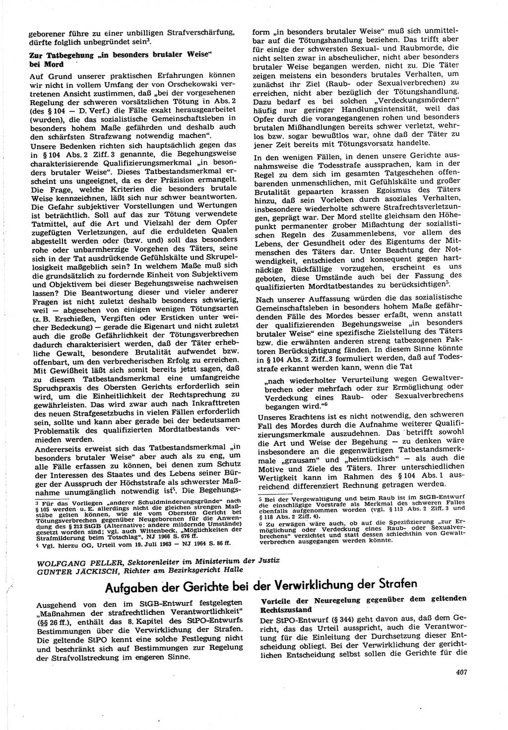 Neue Justiz (NJ), Zeitschrift für Recht und Rechtswissenschaft [Deutsche Demokratische Republik (DDR)], 21. Jahrgang 1967, Seite 407 (NJ DDR 1967, S. 407)