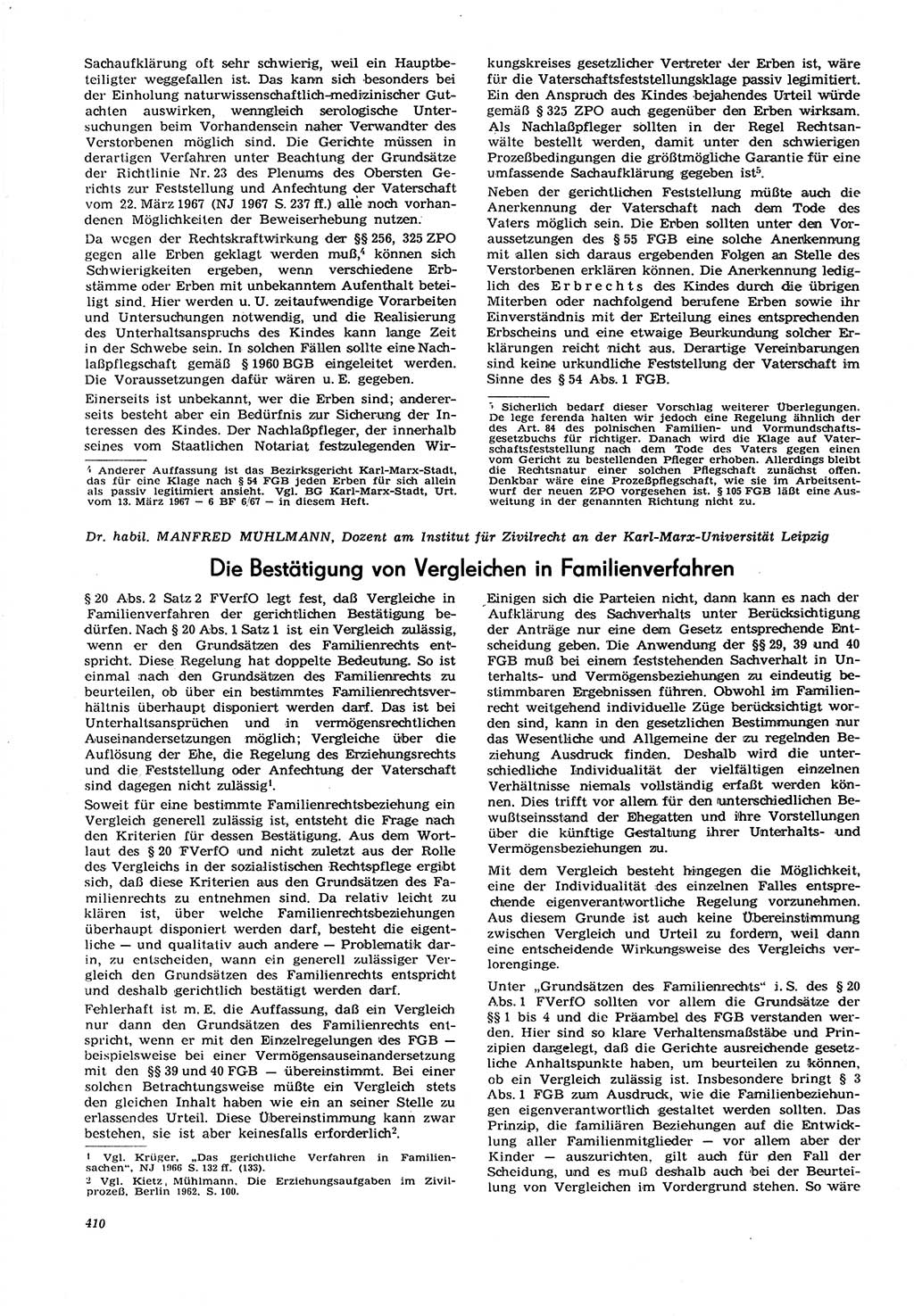 Neue Justiz (NJ), Zeitschrift für Recht und Rechtswissenschaft [Deutsche Demokratische Republik (DDR)], 21. Jahrgang 1967, Seite 410 (NJ DDR 1967, S. 410)