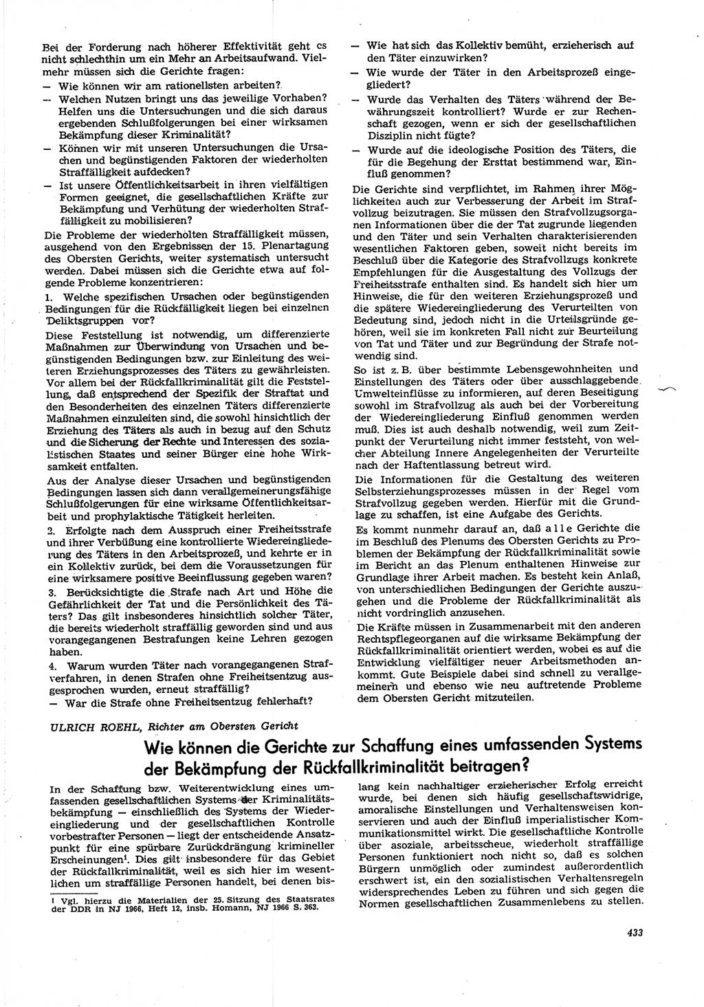 Neue Justiz (NJ), Zeitschrift für Recht und Rechtswissenschaft [Deutsche Demokratische Republik (DDR)], 21. Jahrgang 1967, Seite 433 (NJ DDR 1967, S. 433)