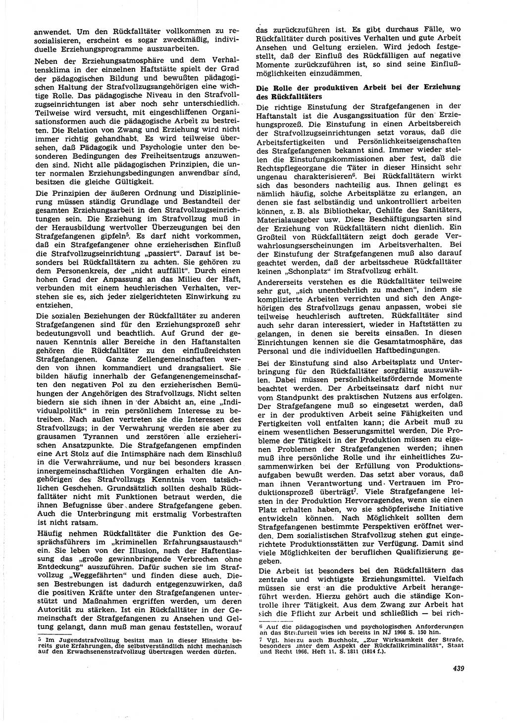 Neue Justiz (NJ), Zeitschrift für Recht und Rechtswissenschaft [Deutsche Demokratische Republik (DDR)], 21. Jahrgang 1967, Seite 439 (NJ DDR 1967, S. 439)