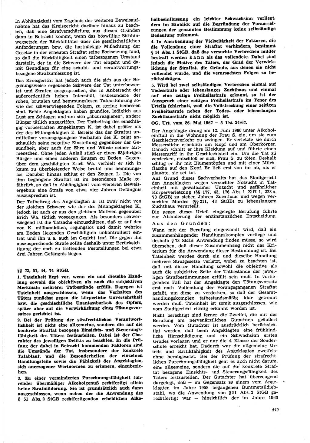 Neue Justiz (NJ), Zeitschrift für Recht und Rechtswissenschaft [Deutsche Demokratische Republik (DDR)], 21. Jahrgang 1967, Seite 449 (NJ DDR 1967, S. 449)