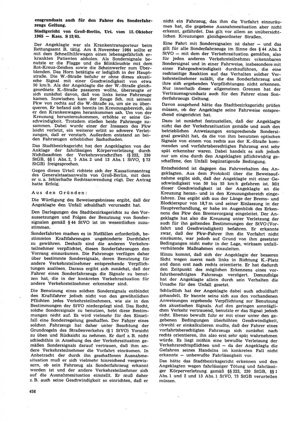 Neue Justiz (NJ), Zeitschrift für Recht und Rechtswissenschaft [Deutsche Demokratische Republik (DDR)], 21. Jahrgang 1967, Seite 456 (NJ DDR 1967, S. 456)