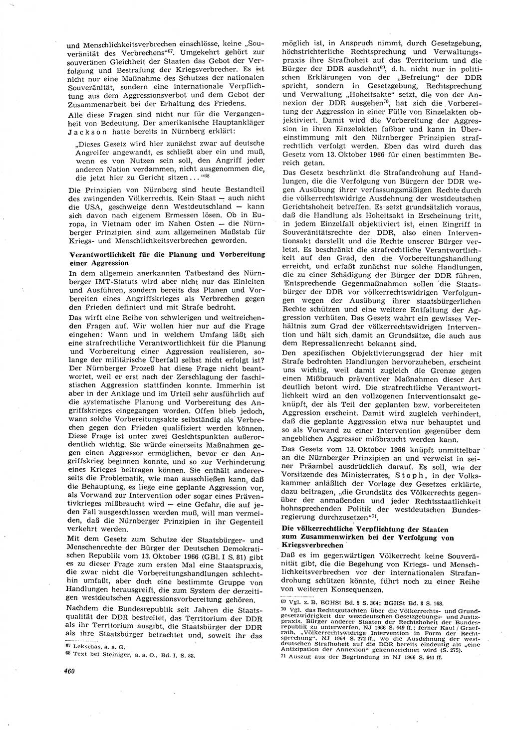 Neue Justiz (NJ), Zeitschrift für Recht und Rechtswissenschaft [Deutsche Demokratische Republik (DDR)], 21. Jahrgang 1967, Seite 460 (NJ DDR 1967, S. 460)