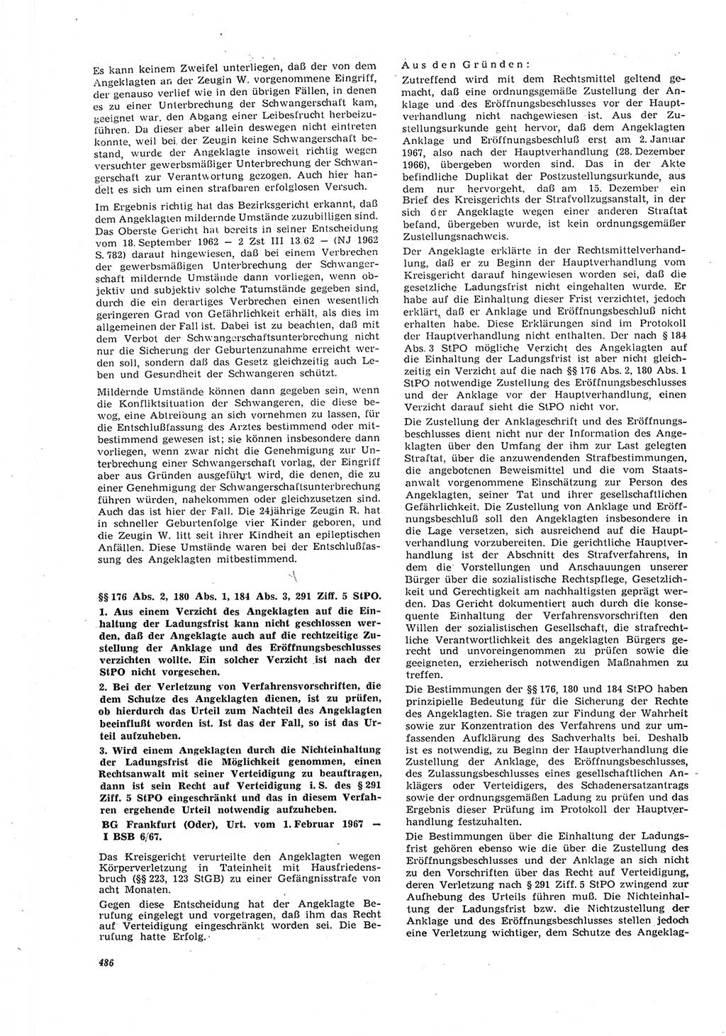 Neue Justiz (NJ), Zeitschrift für Recht und Rechtswissenschaft [Deutsche Demokratische Republik (DDR)], 21. Jahrgang 1967, Seite 486 (NJ DDR 1967, S. 486)