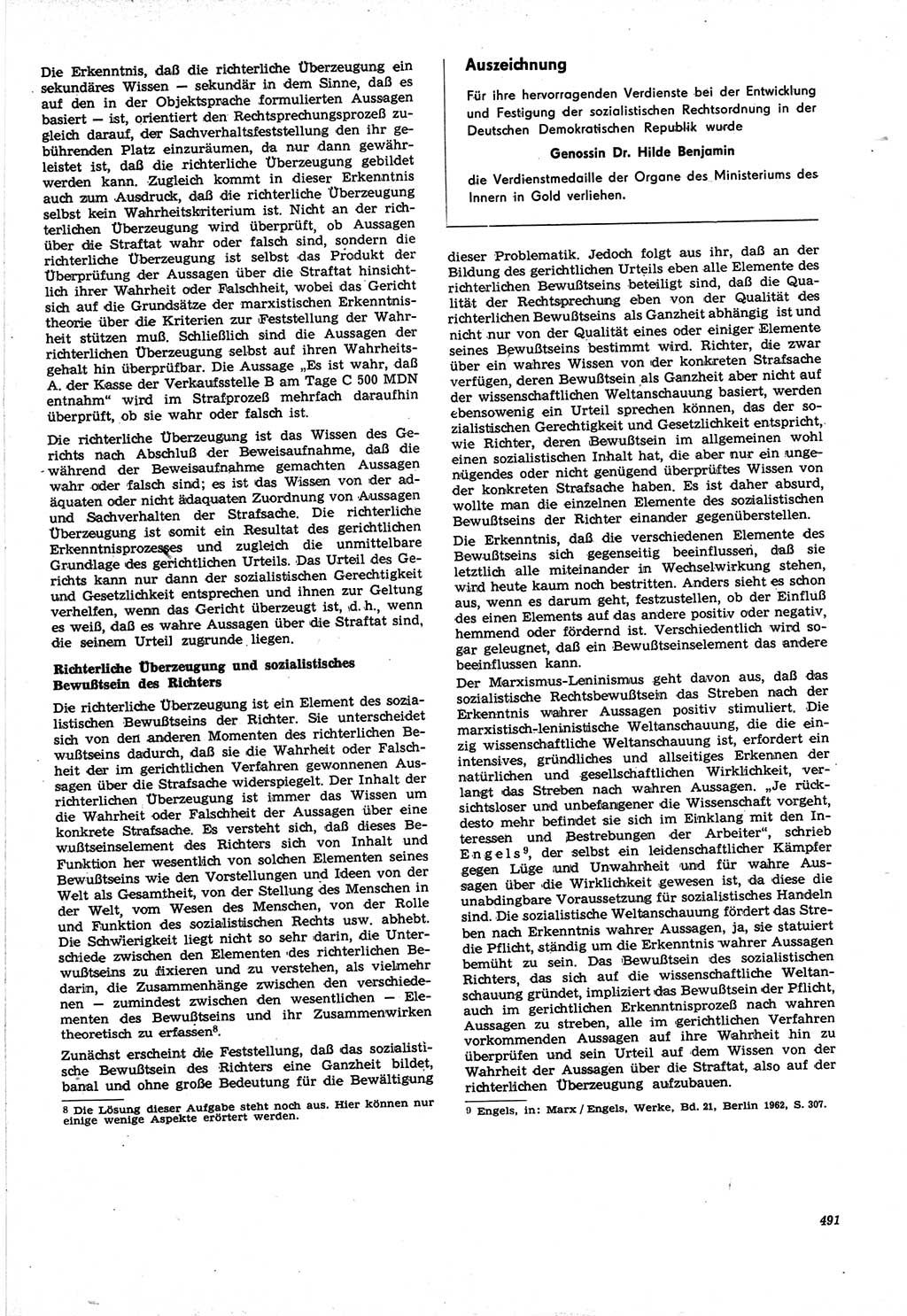 Neue Justiz (NJ), Zeitschrift für Recht und Rechtswissenschaft [Deutsche Demokratische Republik (DDR)], 21. Jahrgang 1967, Seite 491 (NJ DDR 1967, S. 491)