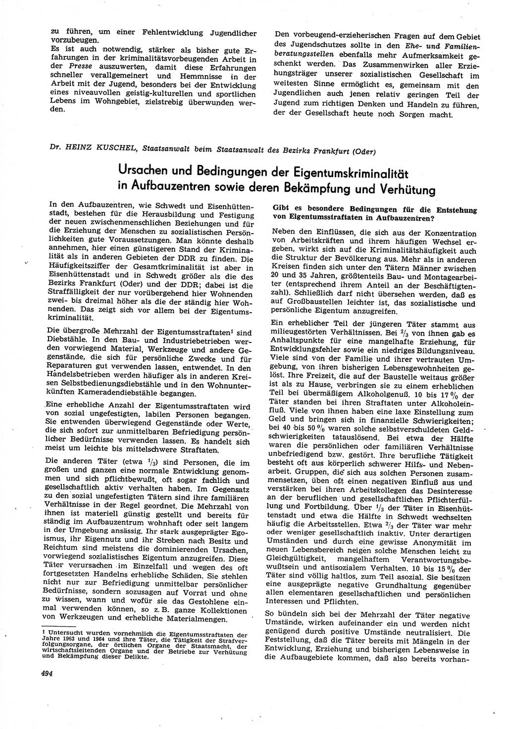 Neue Justiz (NJ), Zeitschrift für Recht und Rechtswissenschaft [Deutsche Demokratische Republik (DDR)], 21. Jahrgang 1967, Seite 494 (NJ DDR 1967, S. 494)