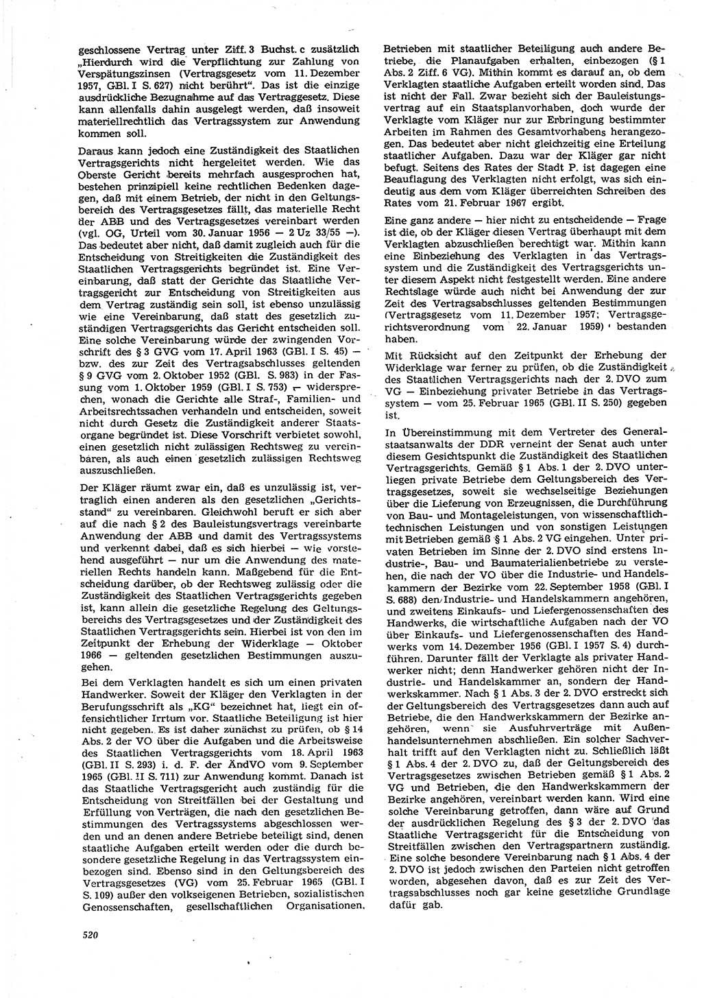 Neue Justiz (NJ), Zeitschrift für Recht und Rechtswissenschaft [Deutsche Demokratische Republik (DDR)], 21. Jahrgang 1967, Seite 520 (NJ DDR 1967, S. 520)