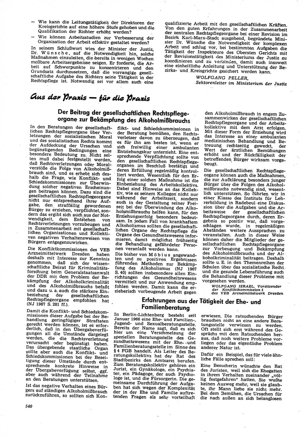 Neue Justiz (NJ), Zeitschrift für Recht und Rechtswissenschaft [Deutsche Demokratische Republik (DDR)], 21. Jahrgang 1967, Seite 540 (NJ DDR 1967, S. 540)