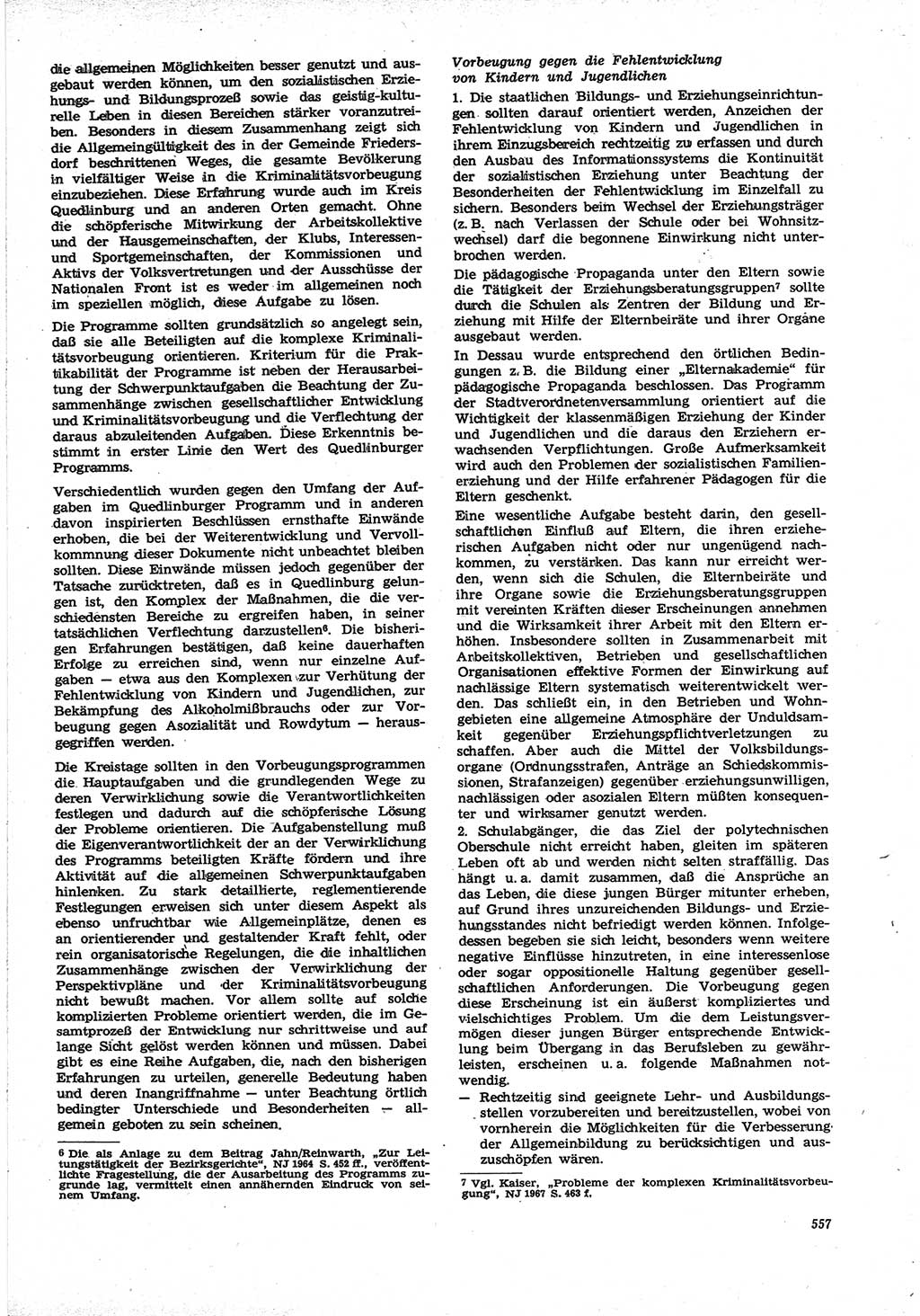 Neue Justiz (NJ), Zeitschrift für Recht und Rechtswissenschaft [Deutsche Demokratische Republik (DDR)], 21. Jahrgang 1967, Seite 557 (NJ DDR 1967, S. 557)
