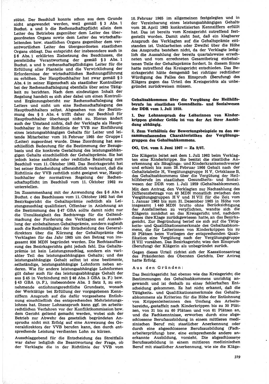 Neue Justiz (NJ), Zeitschrift für Recht und Rechtswissenschaft [Deutsche Demokratische Republik (DDR)], 21. Jahrgang 1967, Seite 579 (NJ DDR 1967, S. 579)