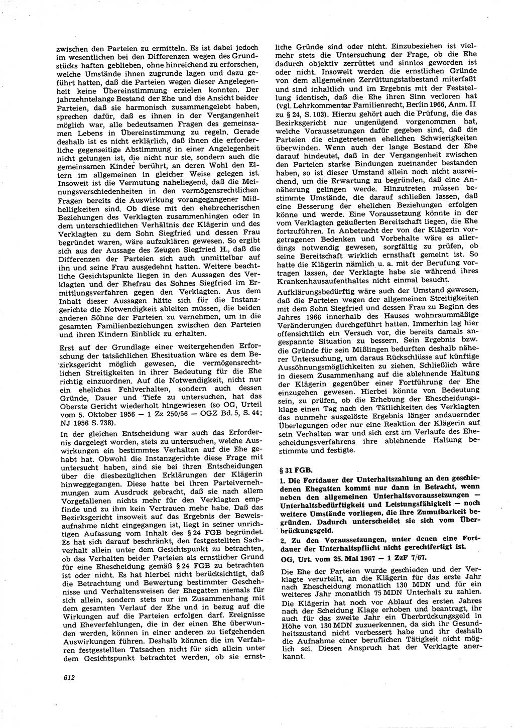 Neue Justiz (NJ), Zeitschrift für Recht und Rechtswissenschaft [Deutsche Demokratische Republik (DDR)], 21. Jahrgang 1967, Seite 612 (NJ DDR 1967, S. 612)