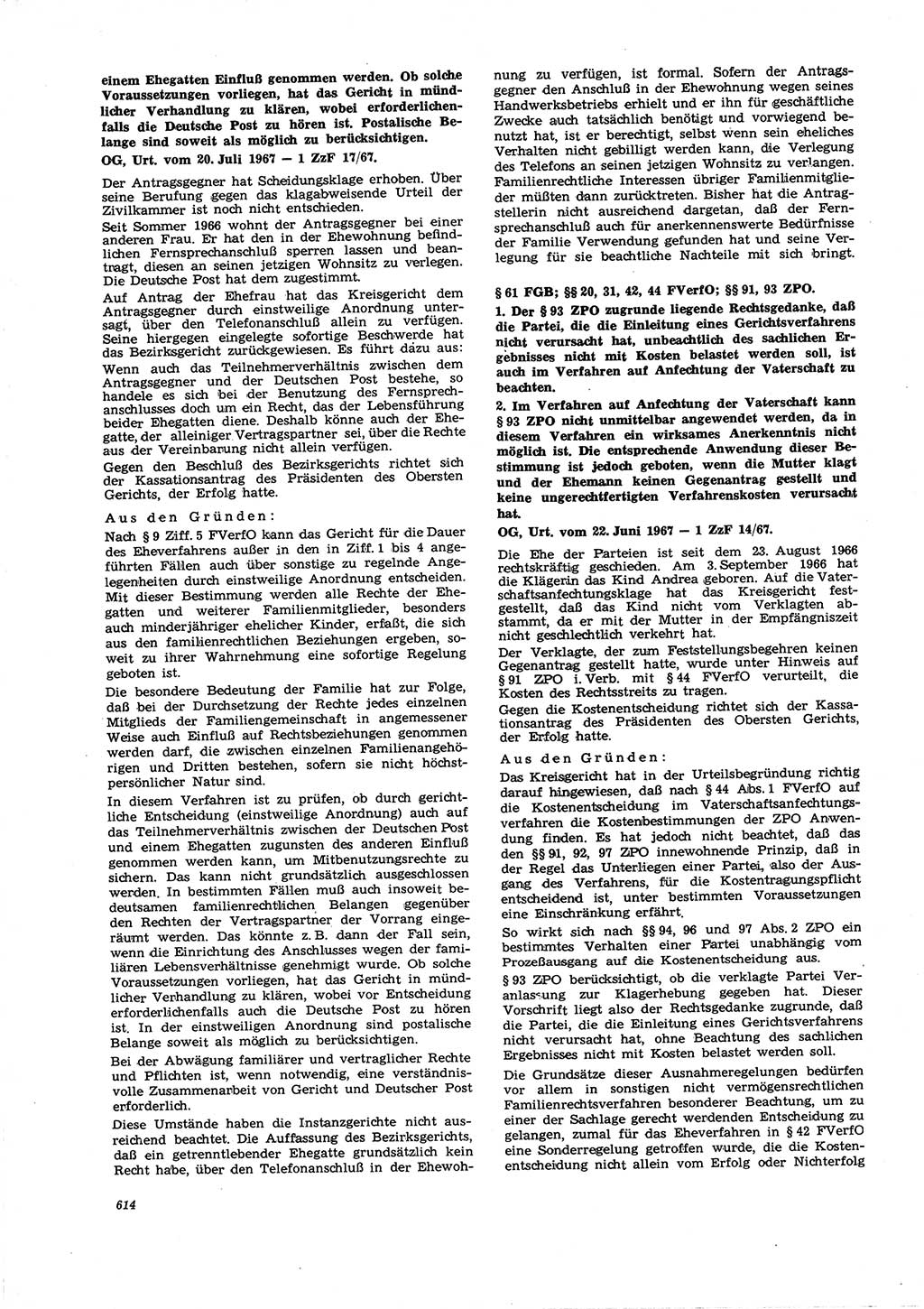 Neue Justiz (NJ), Zeitschrift für Recht und Rechtswissenschaft [Deutsche Demokratische Republik (DDR)], 21. Jahrgang 1967, Seite 614 (NJ DDR 1967, S. 614)