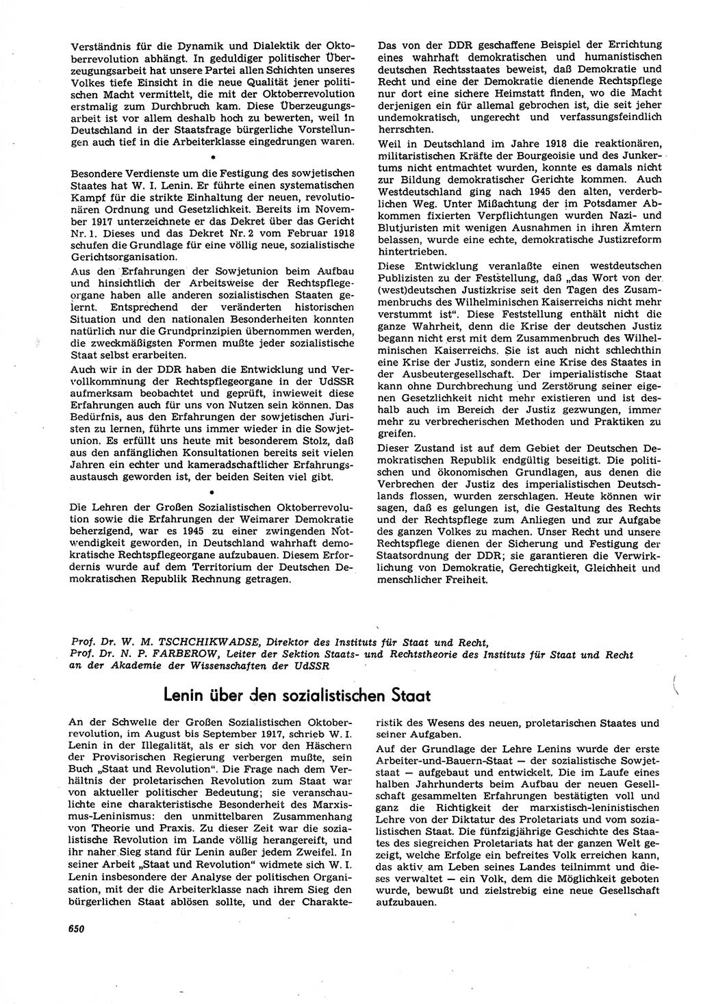 Neue Justiz (NJ), Zeitschrift für Recht und Rechtswissenschaft [Deutsche Demokratische Republik (DDR)], 21. Jahrgang 1967, Seite 650 (NJ DDR 1967, S. 650)