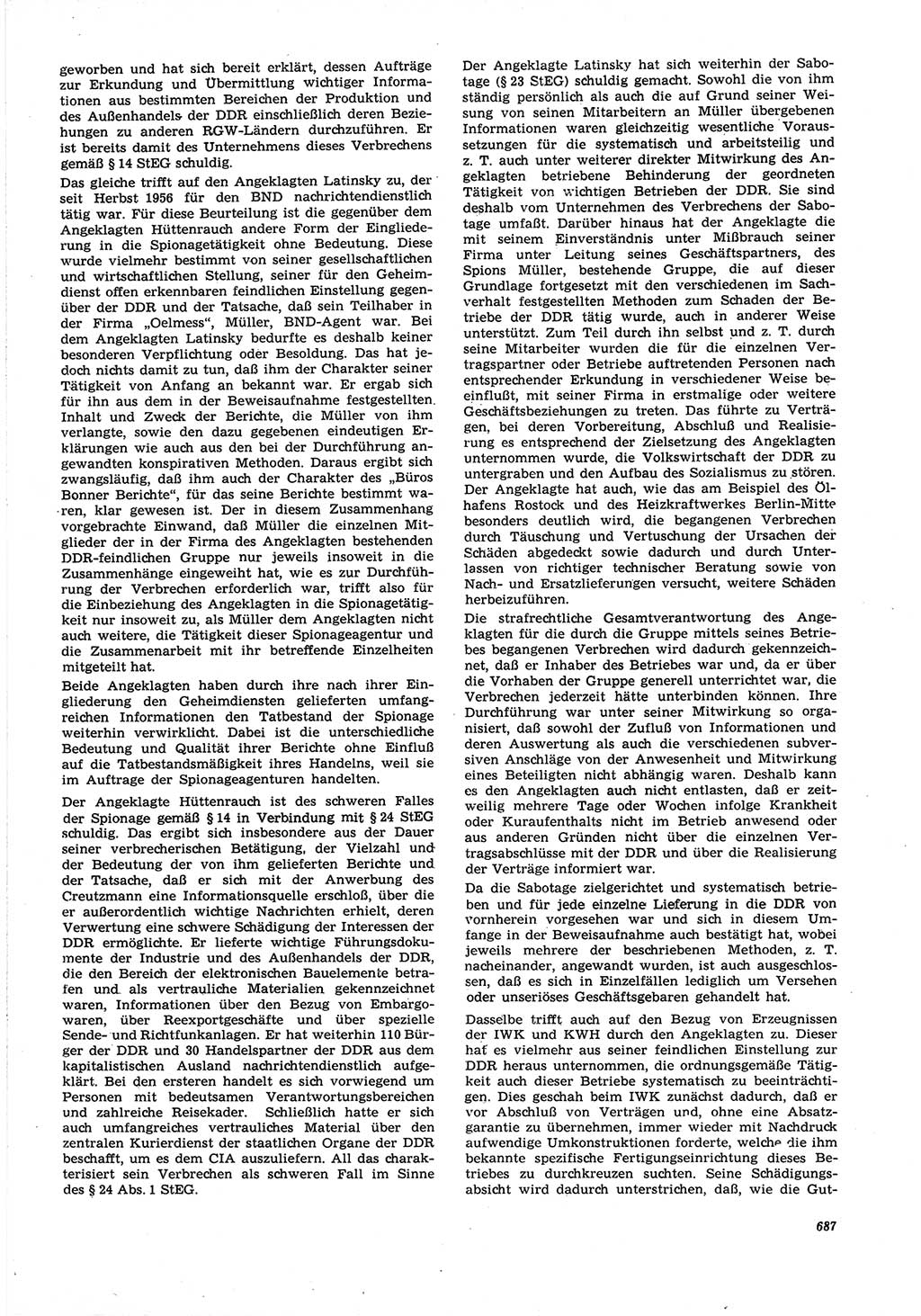 Neue Justiz (NJ), Zeitschrift für Recht und Rechtswissenschaft [Deutsche Demokratische Republik (DDR)], 21. Jahrgang 1967, Seite 687 (NJ DDR 1967, S. 687)