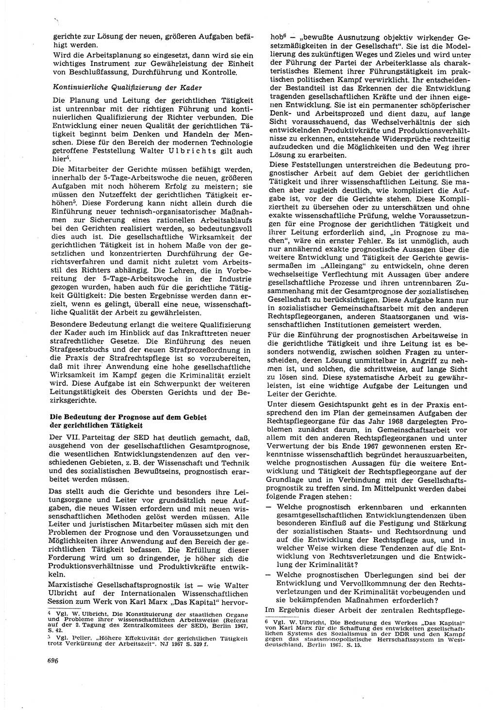 Neue Justiz (NJ), Zeitschrift für Recht und Rechtswissenschaft [Deutsche Demokratische Republik (DDR)], 21. Jahrgang 1967, Seite 696 (NJ DDR 1967, S. 696)