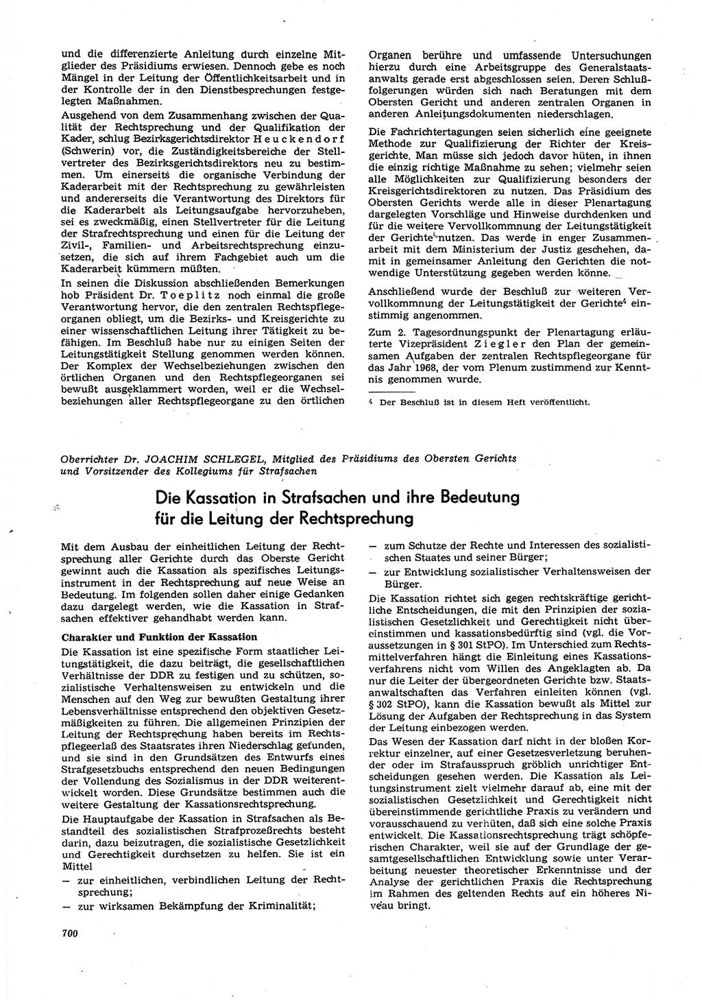 Neue Justiz (NJ), Zeitschrift für Recht und Rechtswissenschaft [Deutsche Demokratische Republik (DDR)], 21. Jahrgang 1967, Seite 700 (NJ DDR 1967, S. 700)