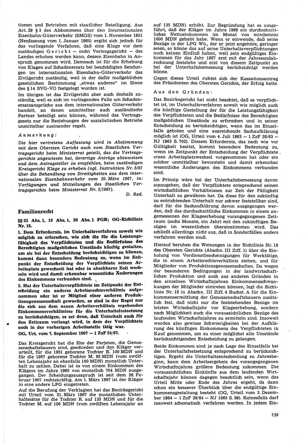 Neue Justiz (NJ), Zeitschrift für Recht und Rechtswissenschaft [Deutsche Demokratische Republik (DDR)], 21. Jahrgang 1967, Seite 739 (NJ DDR 1967, S. 739)
