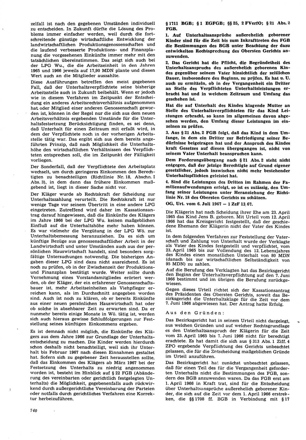 Neue Justiz (NJ), Zeitschrift für Recht und Rechtswissenschaft [Deutsche Demokratische Republik (DDR)], 21. Jahrgang 1967, Seite 740 (NJ DDR 1967, S. 740)