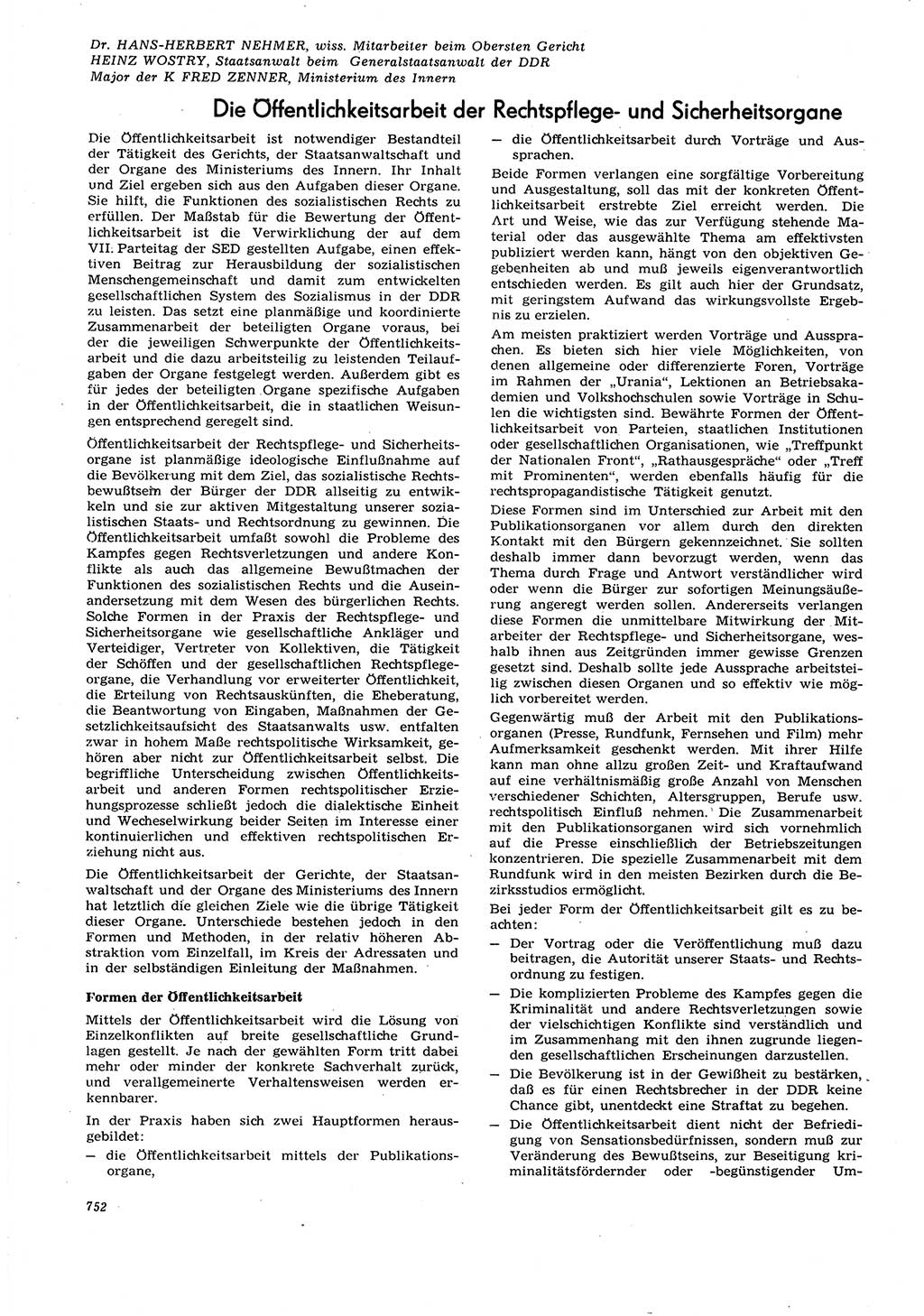 Neue Justiz (NJ), Zeitschrift für Recht und Rechtswissenschaft [Deutsche Demokratische Republik (DDR)], 21. Jahrgang 1967, Seite 752 (NJ DDR 1967, S. 752)