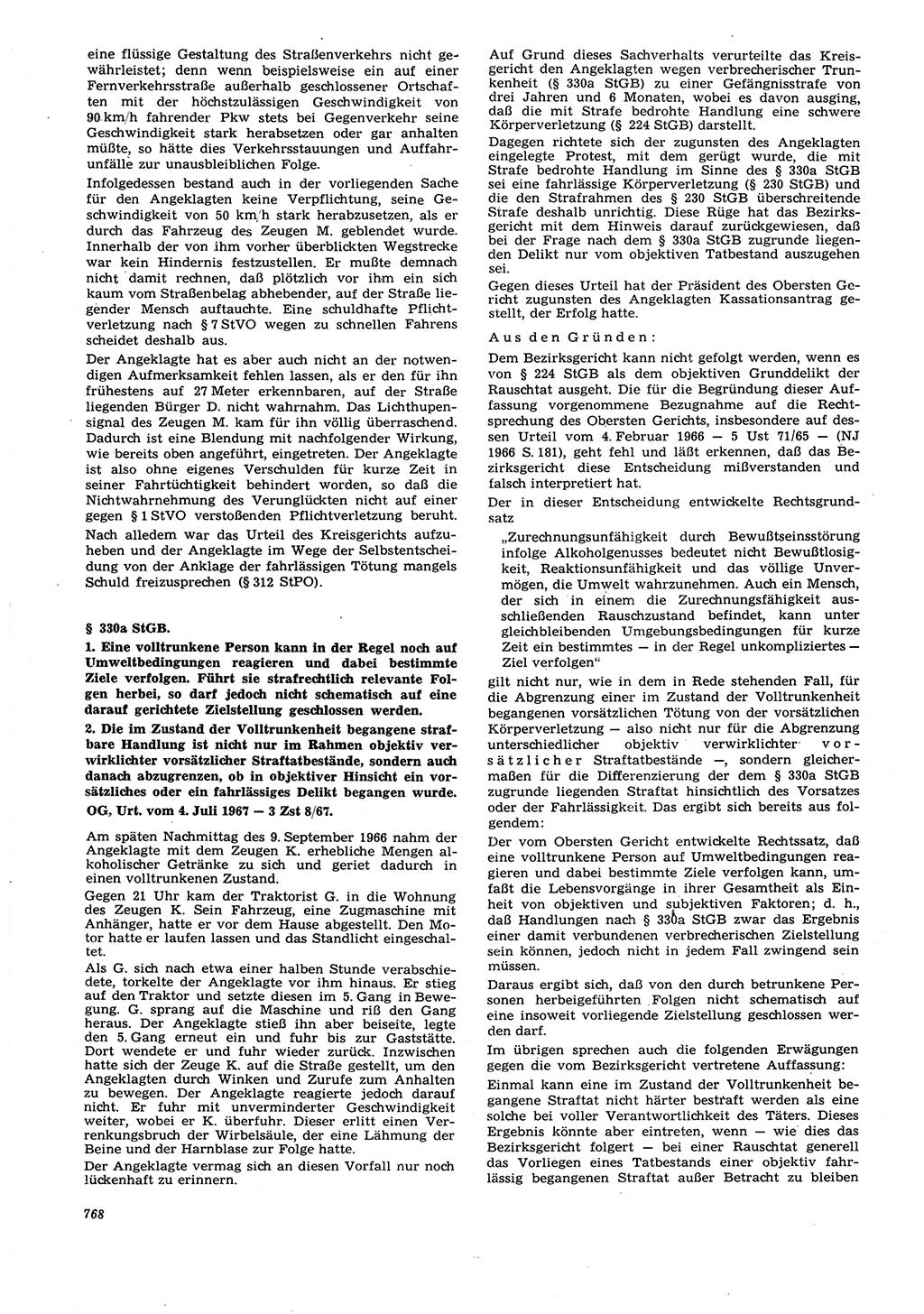 Neue Justiz (NJ), Zeitschrift für Recht und Rechtswissenschaft [Deutsche Demokratische Republik (DDR)], 21. Jahrgang 1967, Seite 768 (NJ DDR 1967, S. 768)