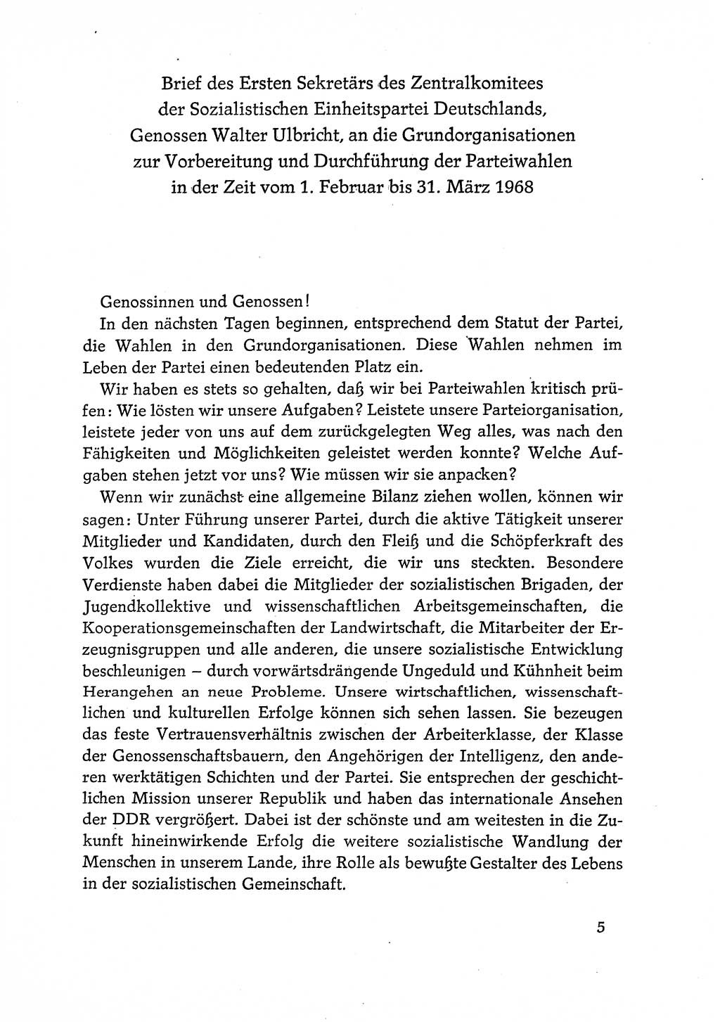 Dokumente der Sozialistischen Einheitspartei Deutschlands (SED) [Deutsche Demokratische Republik (DDR)] 1968-1969, Seite 5 (Dok. SED DDR 1968-1969, S. 5)