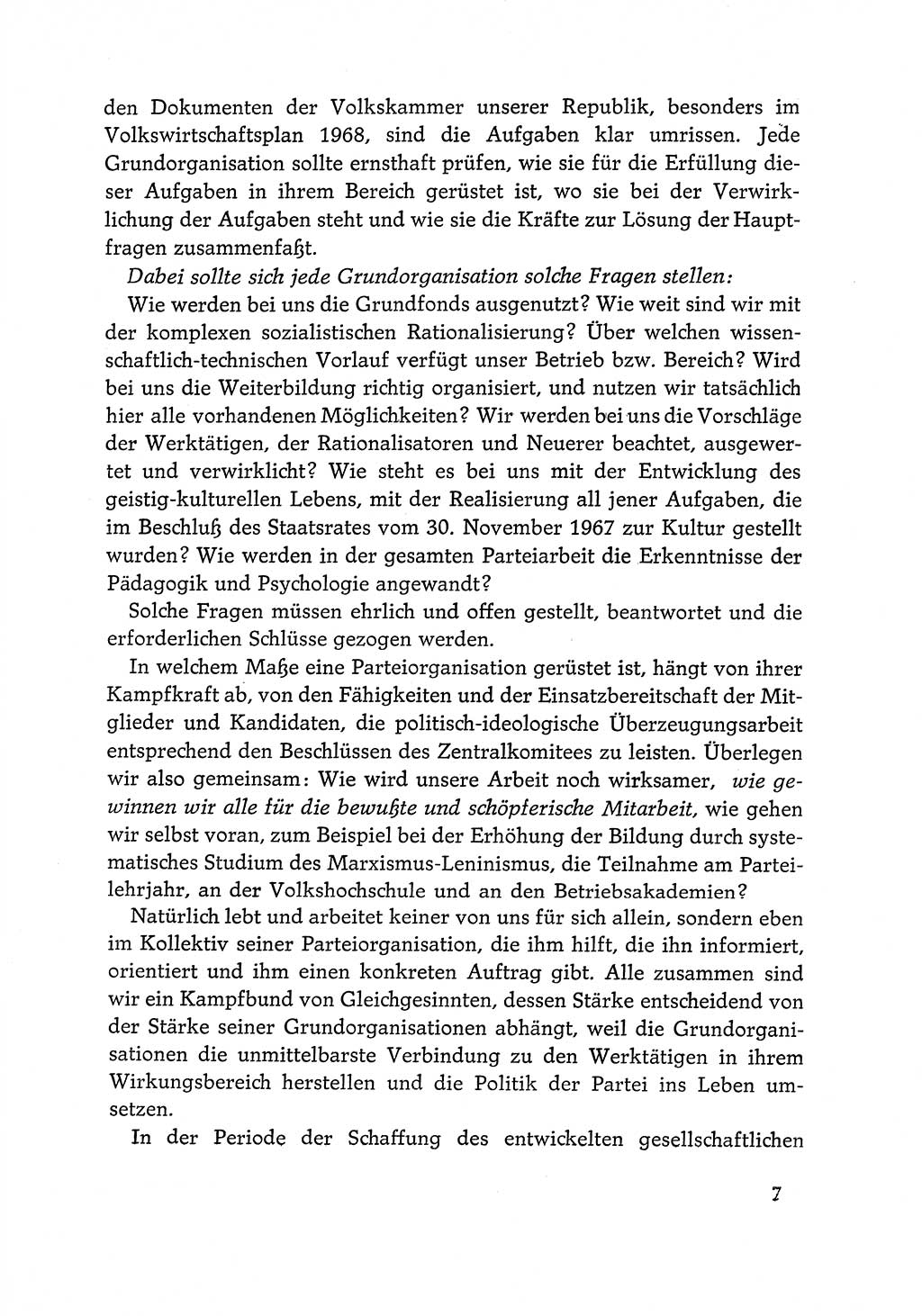Dokumente der Sozialistischen Einheitspartei Deutschlands (SED) [Deutsche Demokratische Republik (DDR)] 1968-1969, Seite 7 (Dok. SED DDR 1968-1969, S. 7)