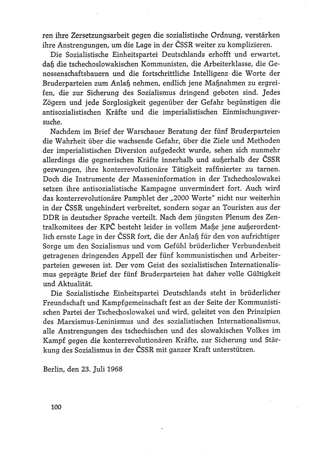 Dokumente der Sozialistischen Einheitspartei Deutschlands (SED) [Deutsche Demokratische Republik (DDR)] 1968-1969, Seite 100 (Dok. SED DDR 1968-1969, S. 100)
