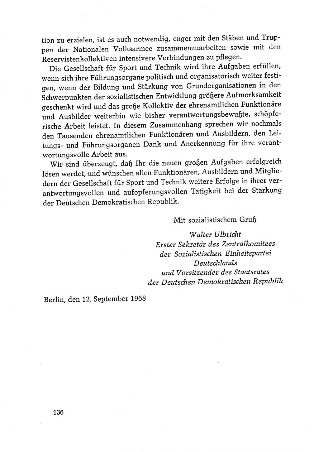 Dokumente der Sozialistischen Einheitspartei Deutschlands (SED) [Deutsche Demokratische Republik (DDR)] 1968-1969, Seite 136 (Dok. SED DDR 1968-1969, S. 136)