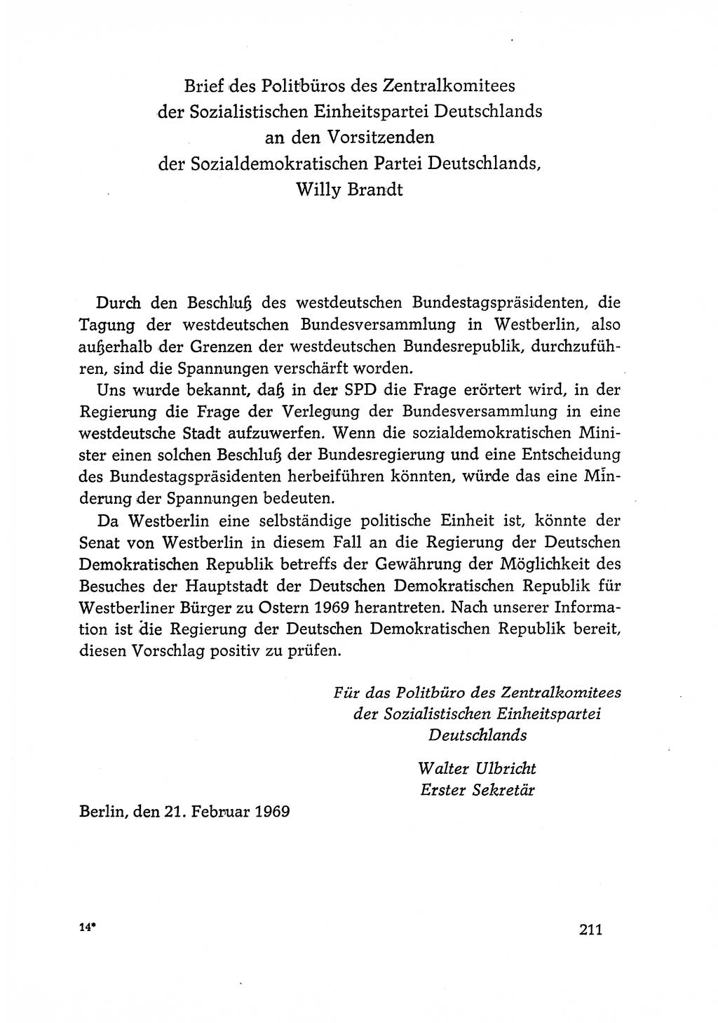 Dokumente der Sozialistischen Einheitspartei Deutschlands (SED) [Deutsche Demokratische Republik (DDR)] 1968-1969, Seite 211 (Dok. SED DDR 1968-1969, S. 211)