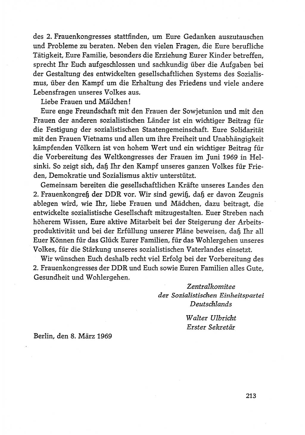 Dokumente der Sozialistischen Einheitspartei Deutschlands (SED) [Deutsche Demokratische Republik (DDR)] 1968-1969, Seite 213 (Dok. SED DDR 1968-1969, S. 213)